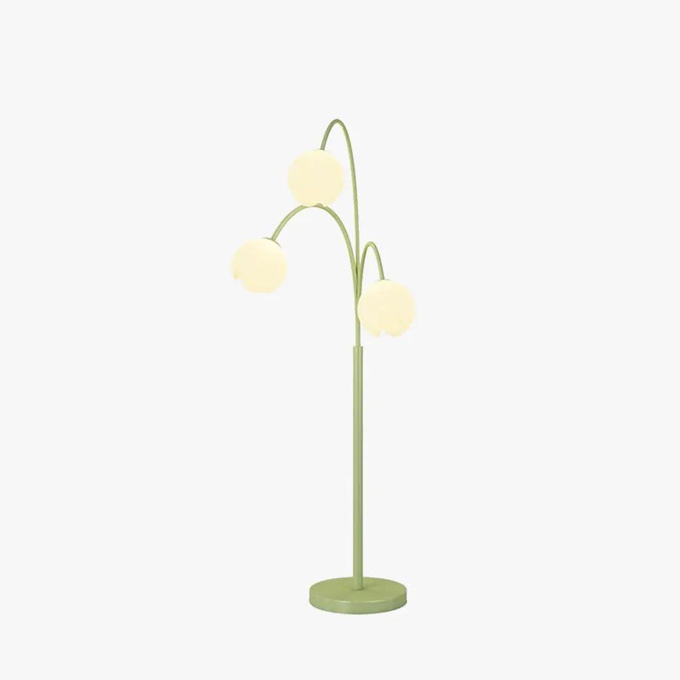 3-Head White Floral Floor Lamp with Green Shade - Modern Lighting for Living Room, Bedroom & Office Decor