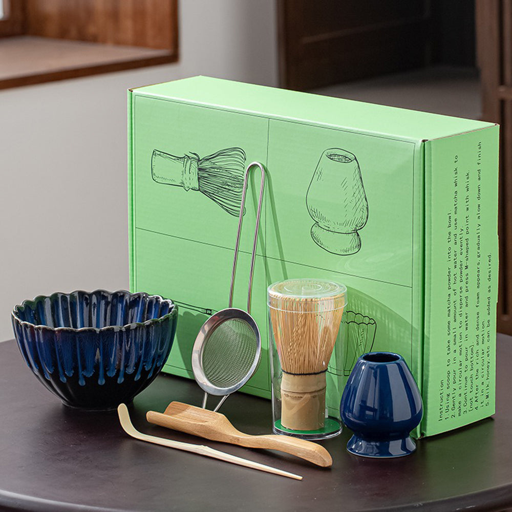 Premium Japanese Matcha Tea Set - Authentic Kiln-Fired Ceramic Bowl, Bamboo Whisk & Scoop - Perfect for Traditional Tea Ceremony & Home Relaxation