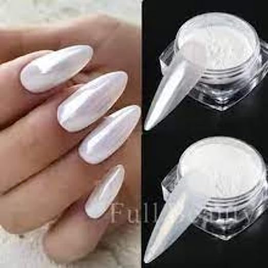 Bunny Nail Studio Chrome Powder for Nail Art - Pearl White Nail Glitter & Polish Powder Kit | Professional Chrome Nail Paint for Extensions & Manicures | Perfect for Salon, Home DIY & Party Nail Designs