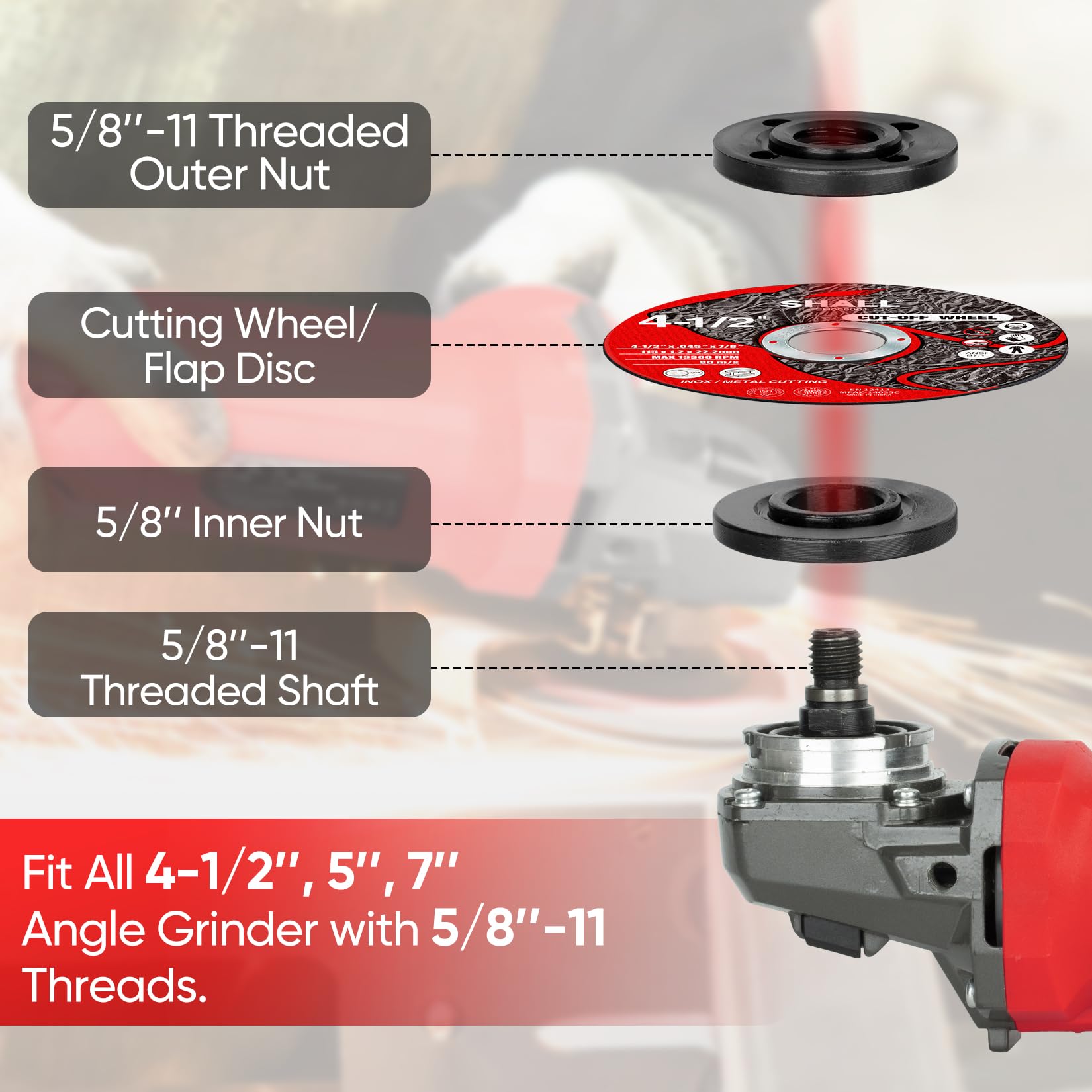 SHALL Angle Grinder Tool Kit with 5/8