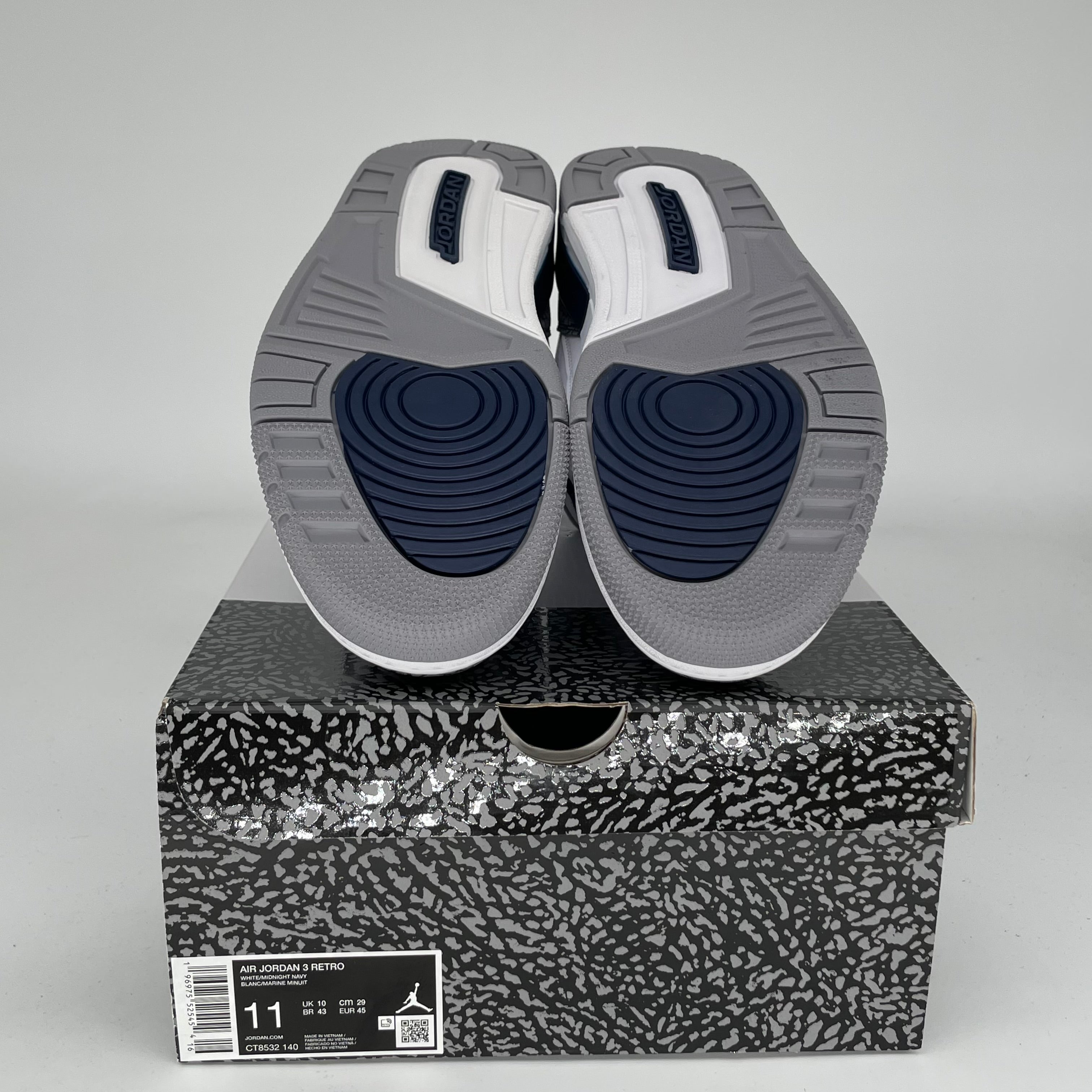AIR JORDAN 3 Retro Midnight Navy Men's Basketball Shoes Size 11 - CT8532-140 | Authentic Sneakers for Streetwear, Sports & Casual Outfits