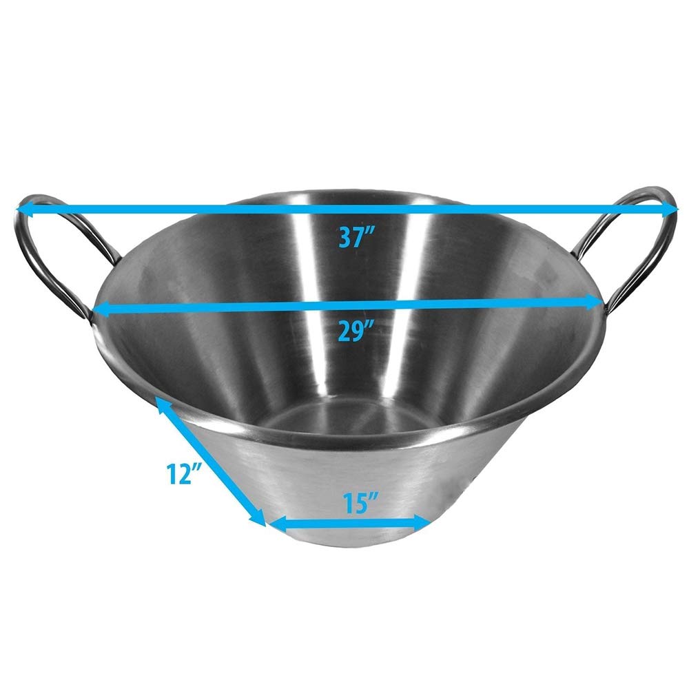 Thaweesuk Shop XXL 29-Inch Stainless Steel Carnitas Wok - Heavy Duty Commercial Wok Pan with 15-Inch Base, Perfect for Outdoor Cooking, Catering & Large Family Meals