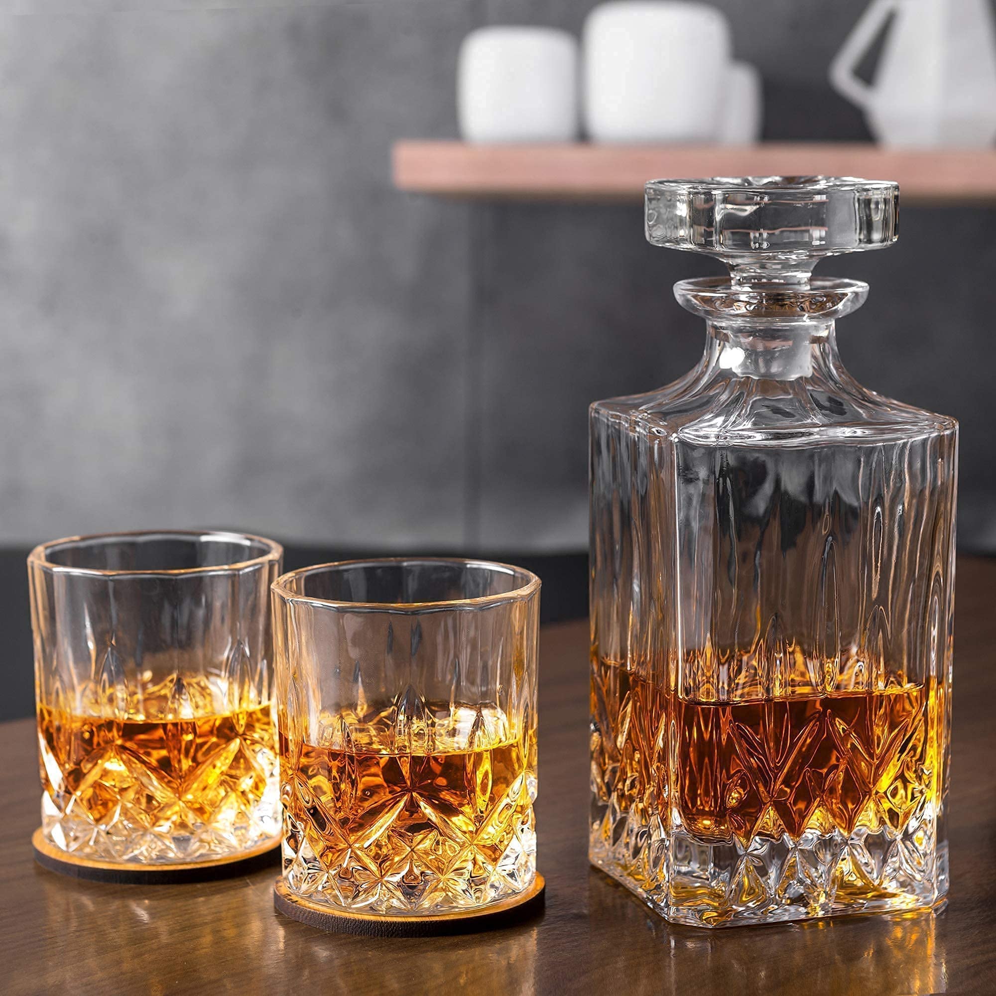 KANARS Handcrafted Whiskey Decanter and Glasses Set - Premium 9-Piece Crystal Liquor Decanter for Bourbon, Scotch, Vodka & Whisky | Perfect Wedding Anniversary Gift Set for Home Bar, Dinner Parties & Special Occasions