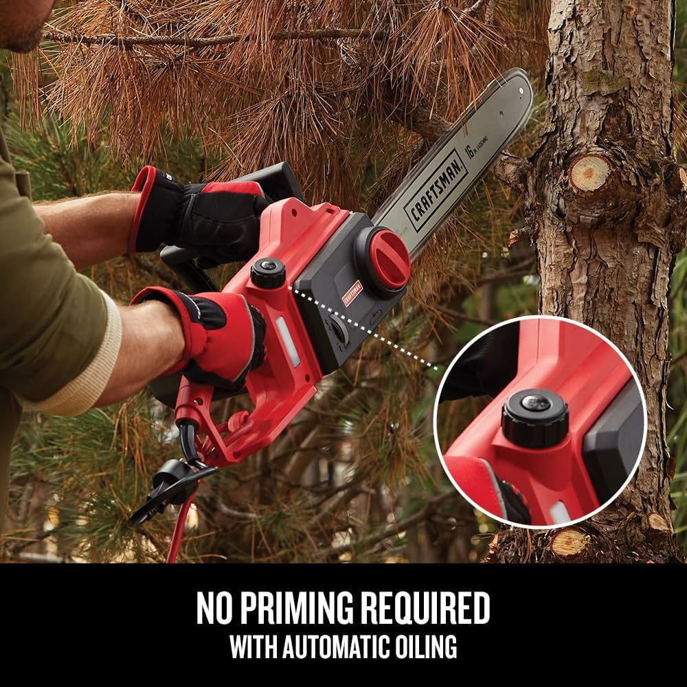 Refurbished CRAFTSMAN CMECS600 16-Inch 12-Amp Electric Chainsaw with Full Manufacturer Warranty - Perfect for Tree Trimming, Firewood Cutting, and DIY Woodworking Projects