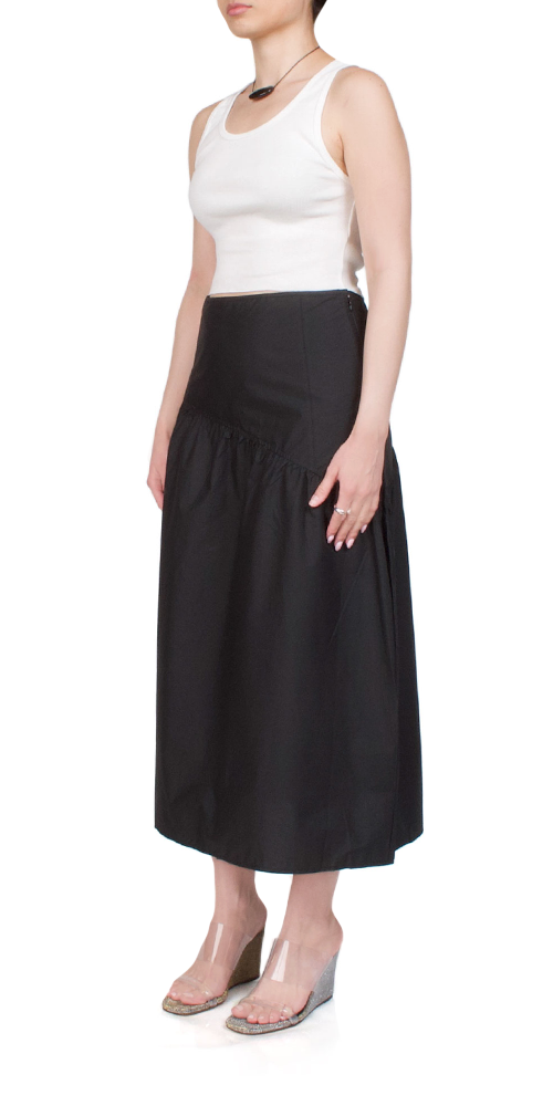 Black A-Line Skirt for Women - Elegant High Waist Flowy Midi Skirt for Office, Party & Casual Wear