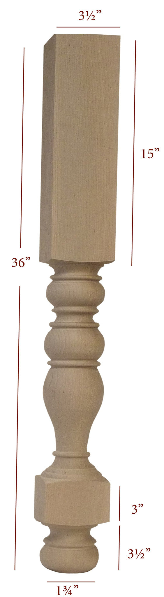Solid Wood Georgian Style Kitchen Island Legs - Heavy Duty Table Legs for DIY Kitchen Island, Bar, or Dining Table - Perfect for Farmhouse, Rustic, or Industrial Decor