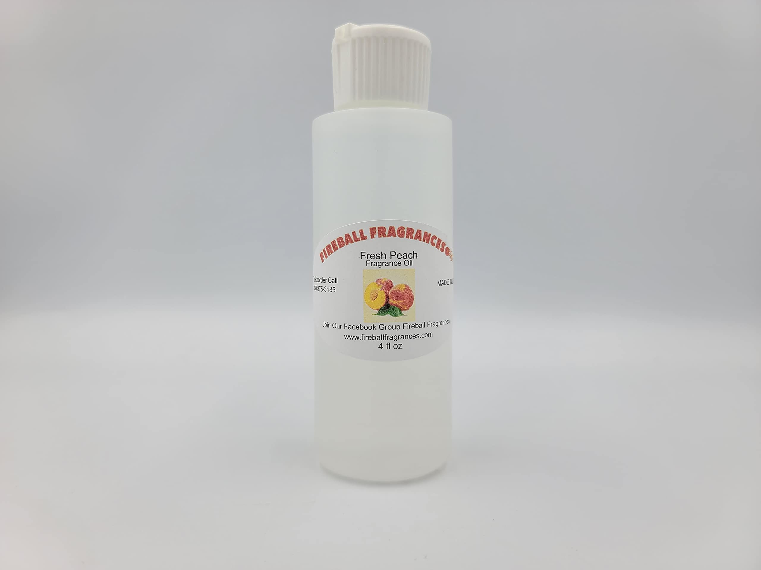 Fireball Fragrances Concentrated Fresh Peach Scented Oil - 4 Oz Pure Essential Oil for DIY Skincare, Candles, Soap Making & Aromatherapy - DPG-Free, Skin-Safe Formula for Home & Spa Use