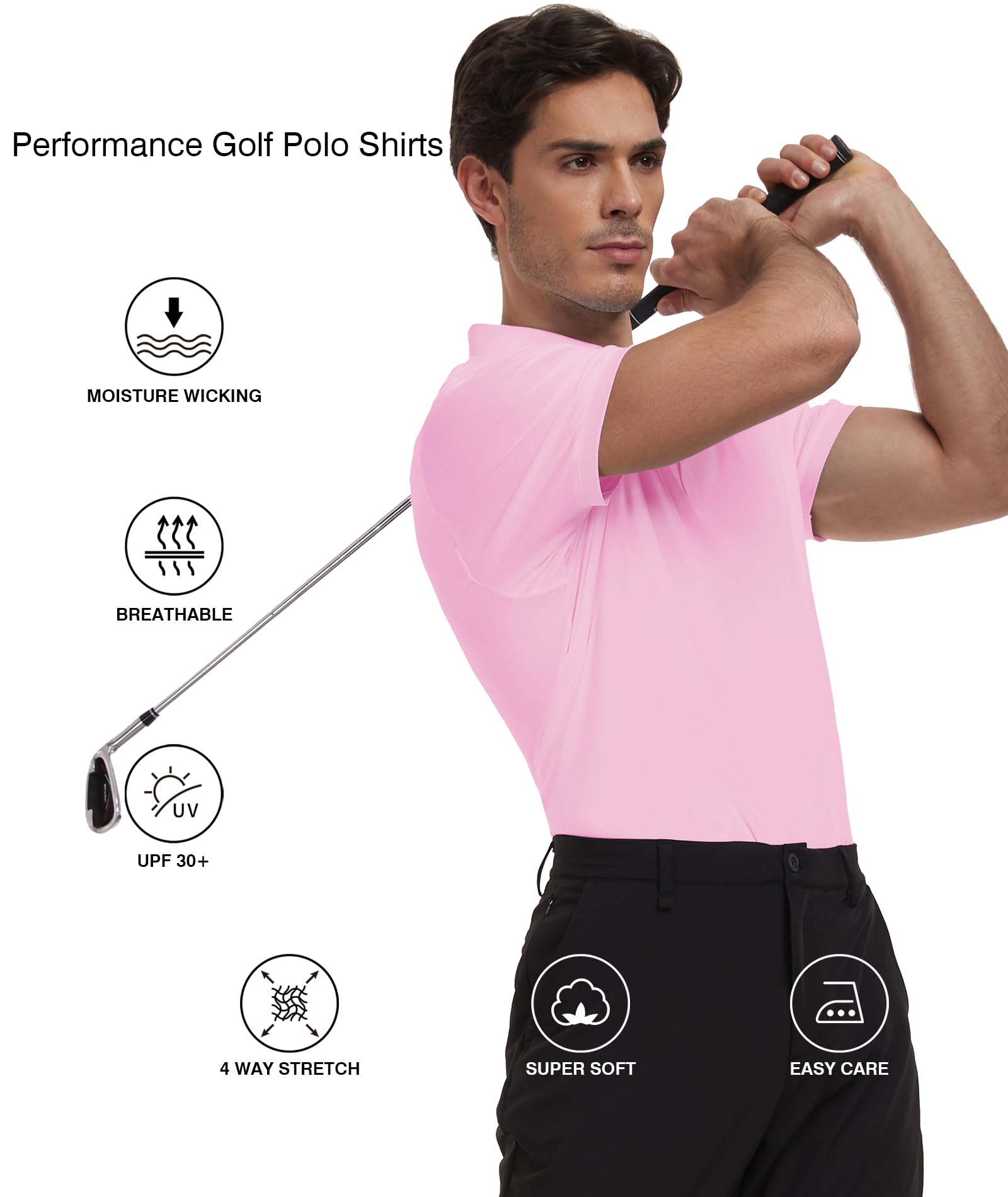 Men's Performance Polo Shirts - Short Sleeve Moisture Wicking Athletic Shirt for Golf, Workout & Casual Wear | Breathable & Comfortable for Sports & Outdoor Activities