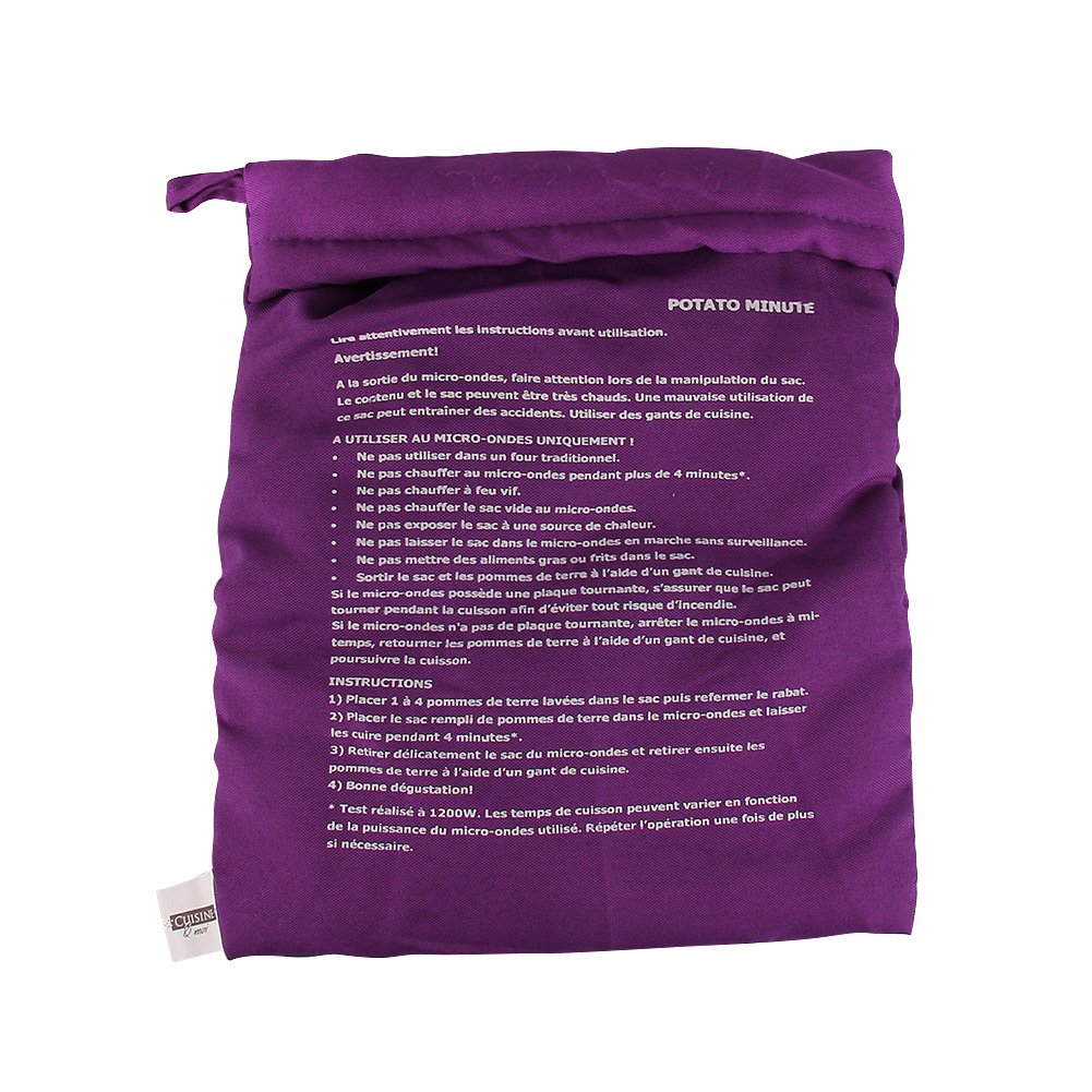 Microwave Potato Baking Bag - Reusable & Washable Potato Cooker Pouch for Fast 4-Minute Baked Potatoes (2 Pack, Purple) - Perfect for Quick Snacks, Healthy Meals & Office Lunches