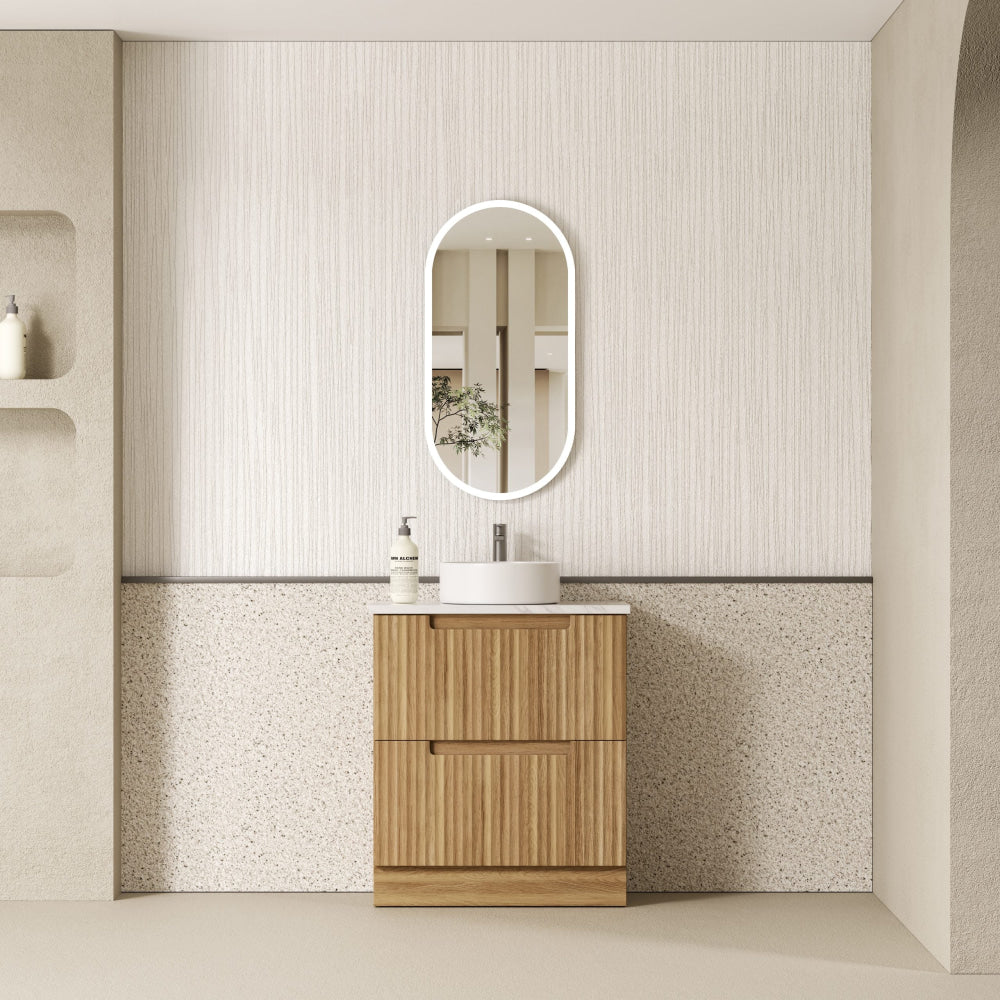 Aulic 750mm Lovina Modern Bathroom Vanity with Solid Surface Top - Snow White Finish, CA56 750 CT28 - Perfect for Small Bathrooms & Powder Rooms