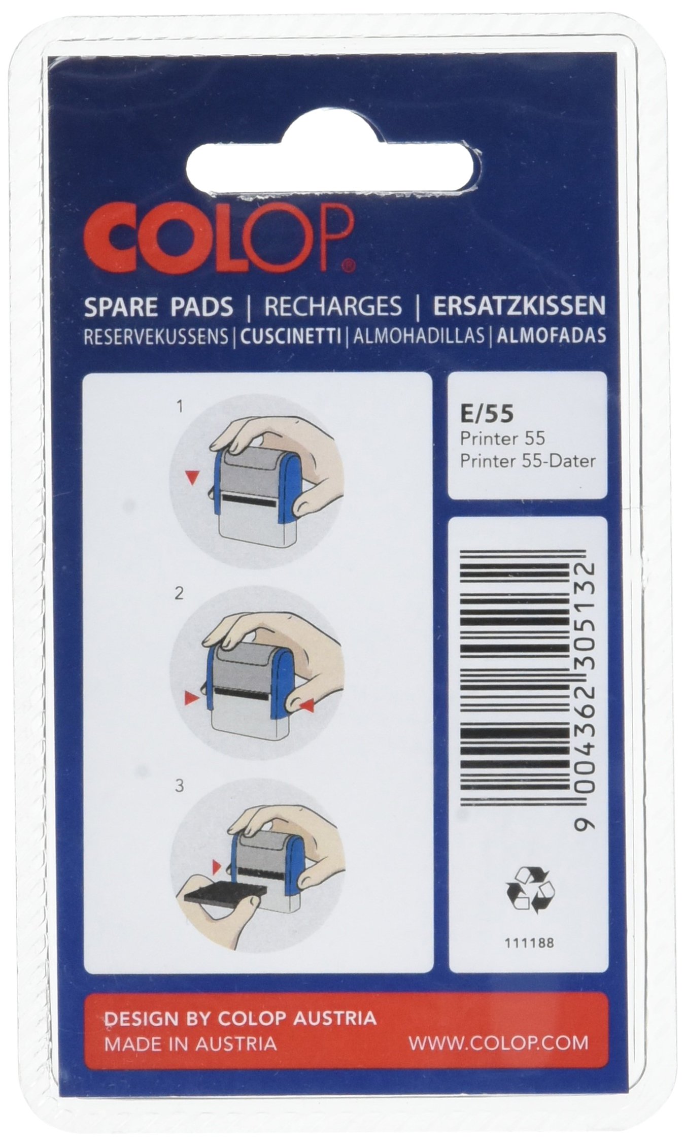Colop E/55 Pack of 2 Red Refill Ink Pads for Stamp Printer - Perfect for Office, Crafting, and DIY Projects