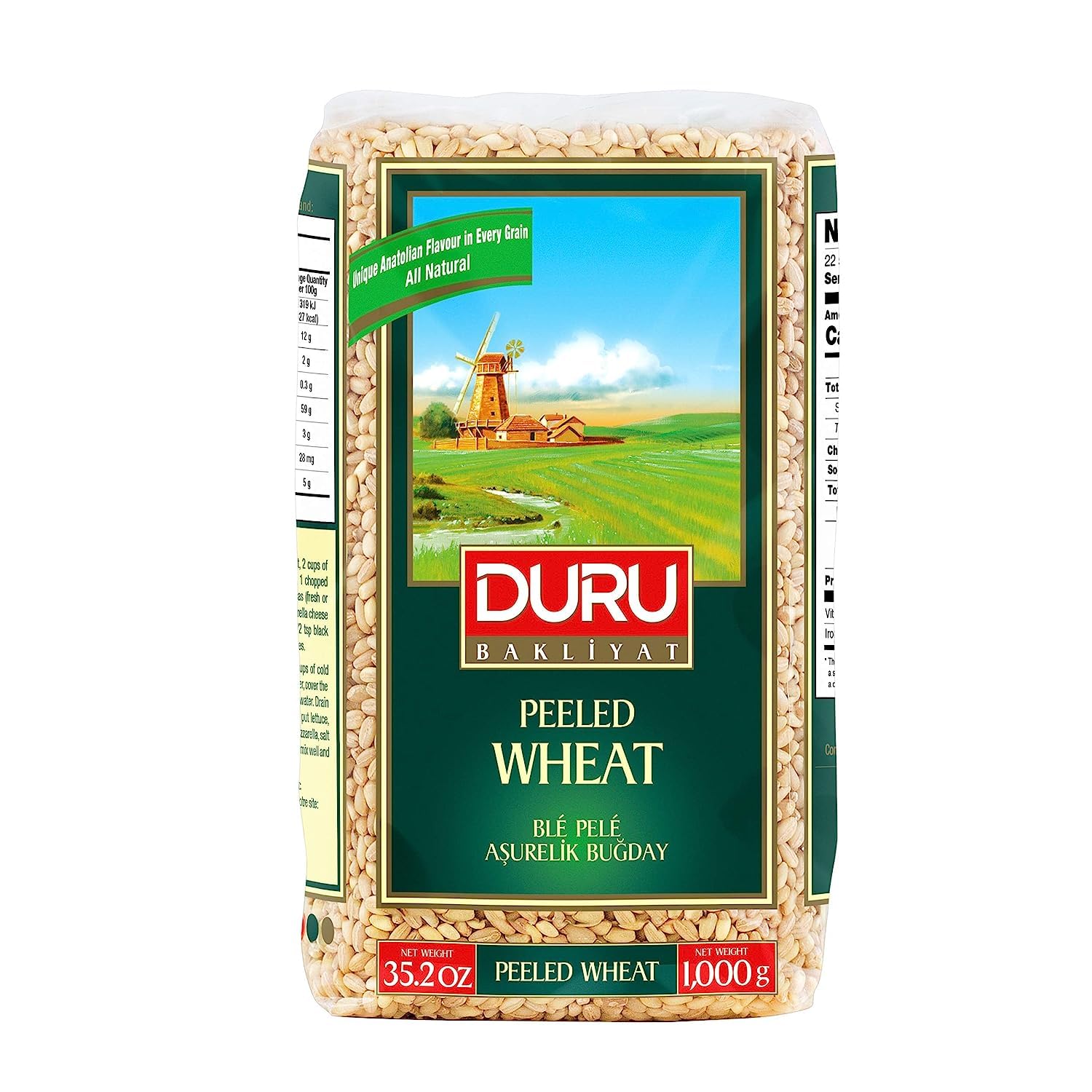 Duru Peeled Wheat, 35.2oz (1000g) - 100% Natural, Certified, High Fiber & Protein, Non-GMO, Vegan-Friendly | Perfect for Salads, Soups, Pilafs & Healthy Meal Prep | Better Alternative to Rice