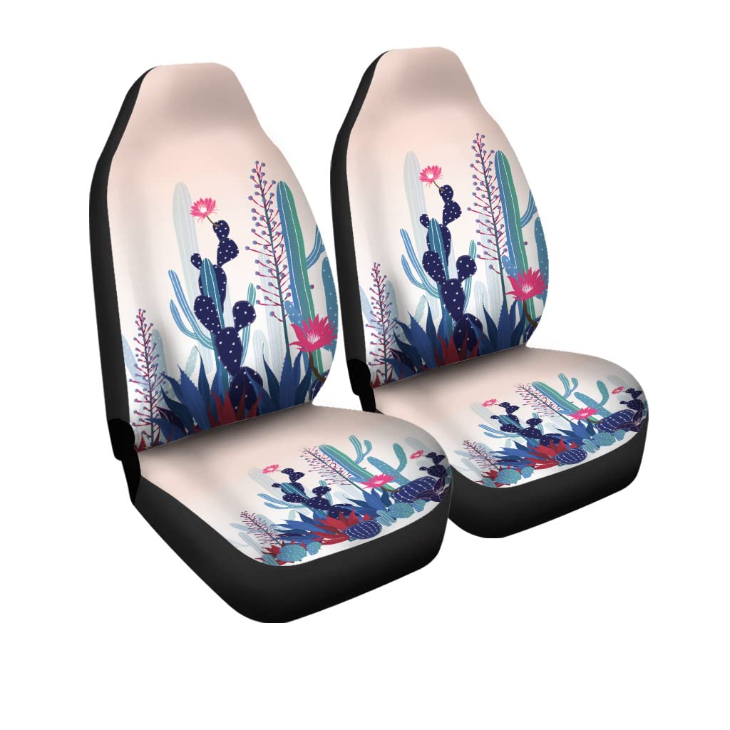 CHICKAPPLE Cactus Wake Up in The Morning Car Seat Covers - 2-Piece Set, Universal Fit for Cars, Sedans, Trucks, SUVs & Vans - Soft & Durable Front Seat Protection for Daily Commute & Road Trips