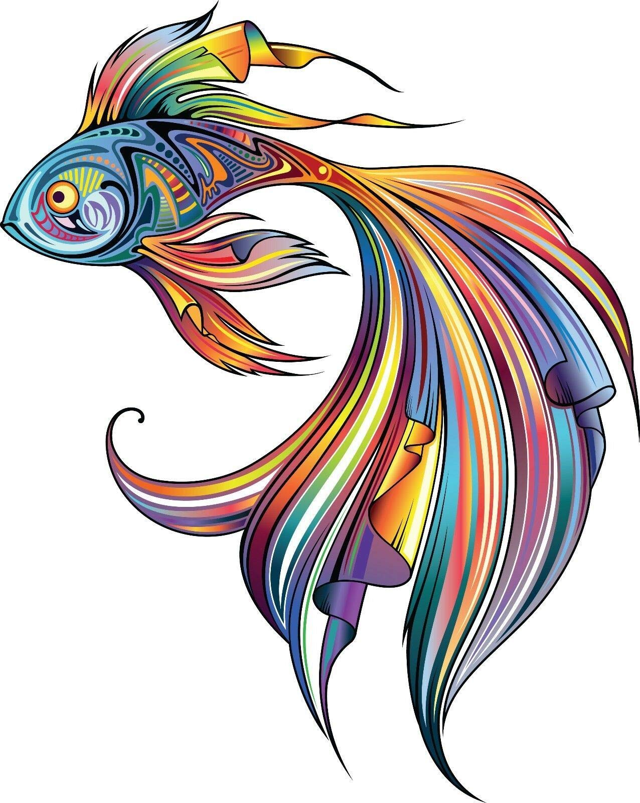 5 Inch Patterned Goldfish Vinyl Sticker Decal - Waterproof Laptop, Locker, Bumper & Window Decoration - Perfect for DIY Crafts, School Supplies & Car Accessories