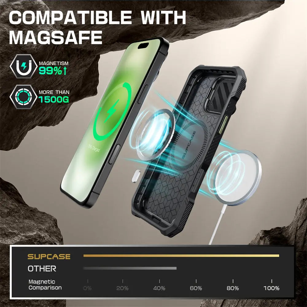 iPhone 16 SUPCASE UB Mag XT Heavy Duty Magnetic Case - Shockproof Protective Cover with Strong Magnetic Mount for Car & Home Use - Perfect for Outdoor Activities, Travel & Daily Protection