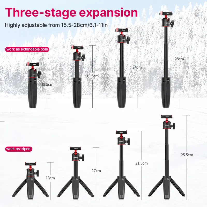 Ulanzi Magnetic Quick Release Tripod Mount for DJI Action 2/3/4 - 2829A Lightweight Travel Tripod for Vlogging, Action Camera & Smartphone Photography - Perfect for Outdoor Adventures, Travel & Content Creation