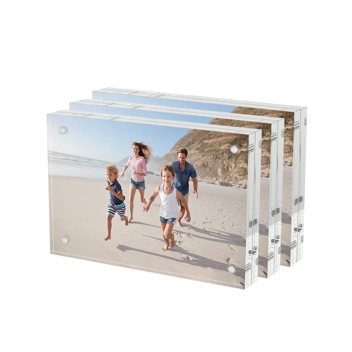 AITEE 4x6 Acrylic Picture Frames 3 Pack - 20% Thicker Clear Lucite Photo Frames with Double-Sided Magnetic Stand for Tabletop Display | Perfect for Office Desk, Home Decor & Gift Giving