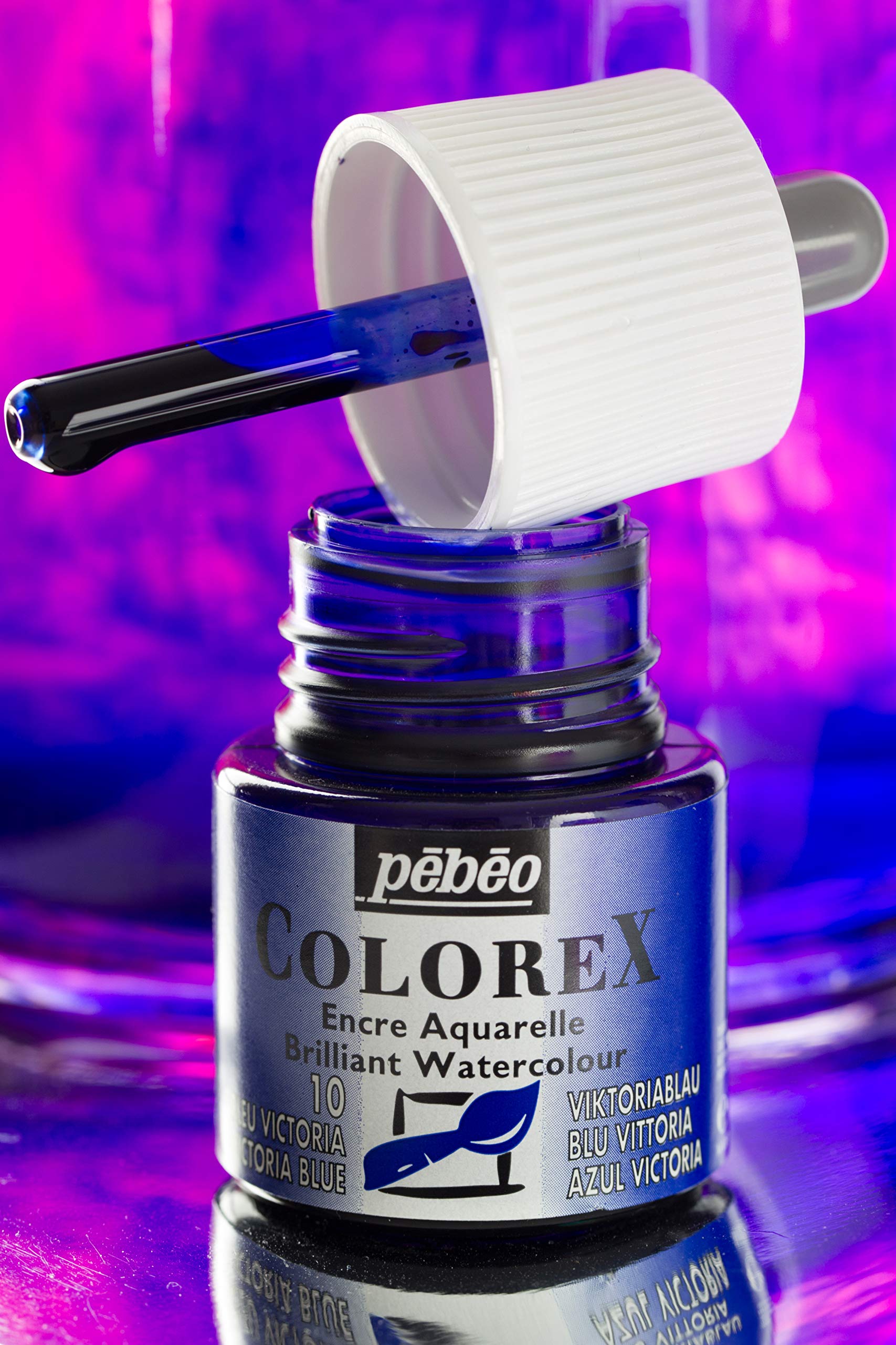 Pebeo Colorex Watercolor Ink - 45ml Bottle with Dropper (Silver) | Premium Artist Paint for Calligraphy, Illustration & Mixed Media Art Projects