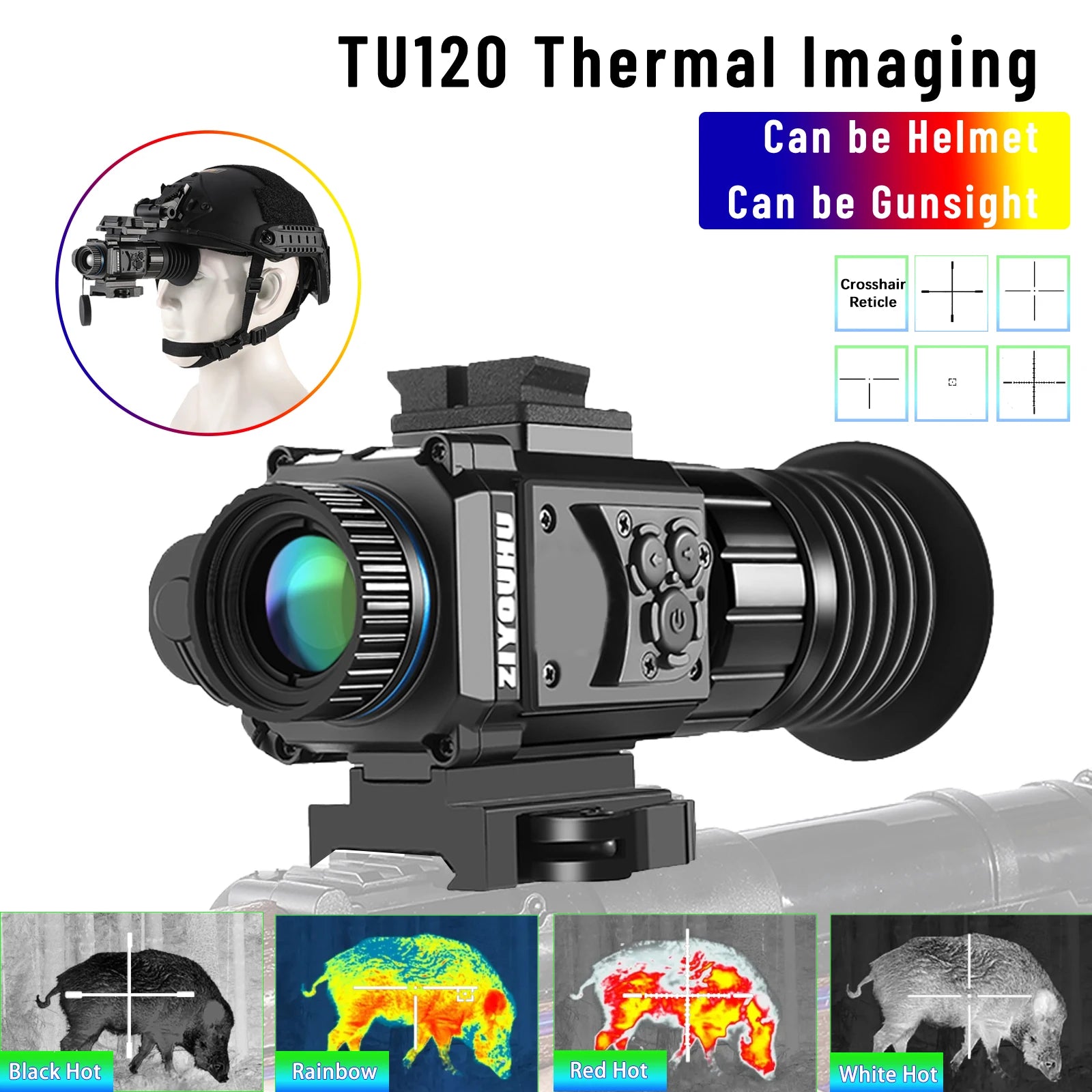 TU120 384x288 Infrared Thermal Monocular Scope - High Resolution Hunting Riflescope with Cross Cursor for Tactical Helmet Mount | Night Vision for Hunting, Surveillance & Outdoor Adventures