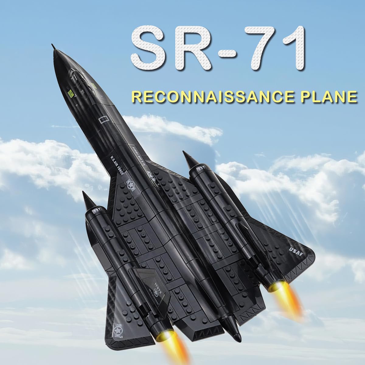 US Air Force SR-71 Blackbird Reconnaissance Aircraft Building Blocks Set - 183pcs STEM Army Toy for Boys, Kids Fighter Jet Model Kit | Perfect Gift for Birthday & Educational Play