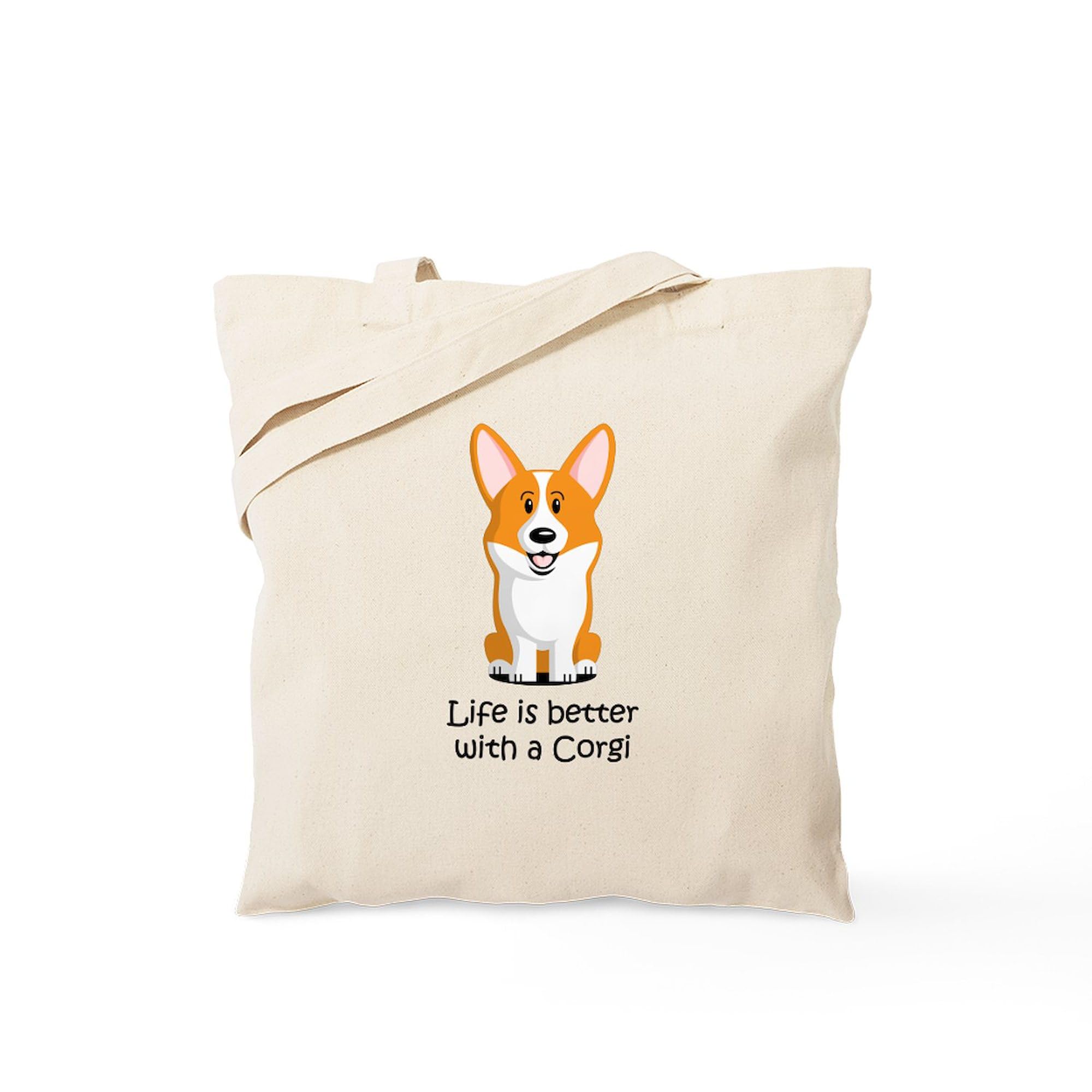 Pembroke Welsh Corgi Canvas Tote Bag - Natural Reusable Shopping Bag for Groceries, Beach & Everyday Use | Cute Dog Lover Gift