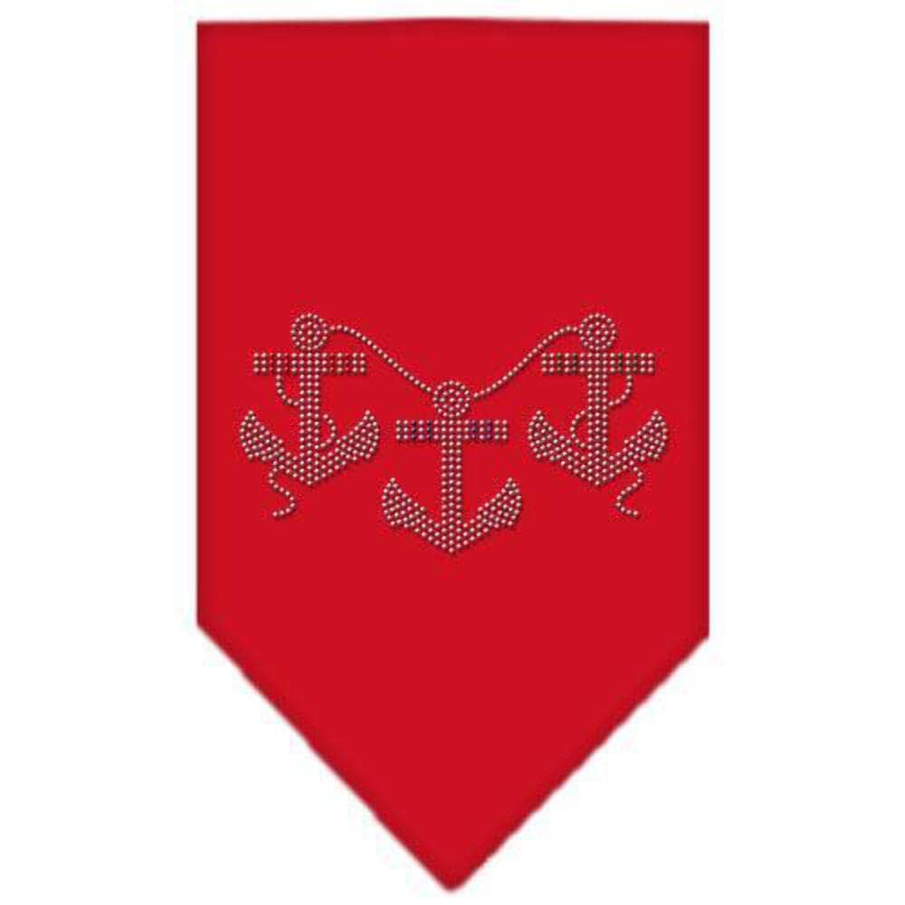 Sparkling Rhinestone Dog Bandana with Anchors Design - Red Small Pet Bandana for Dogs & Cats - Perfect for Holidays, Parties, and Daily Fashion Accessories