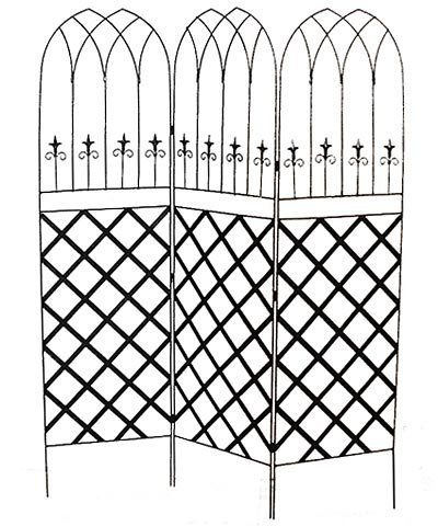 Panacea 89660 Black Gothic Garden Privacy Screens with Decorative Lattice - Set of 2 | Outdoor Patio Decor, Backyard Fence Panels, Garden Partition for Yard & Balcony