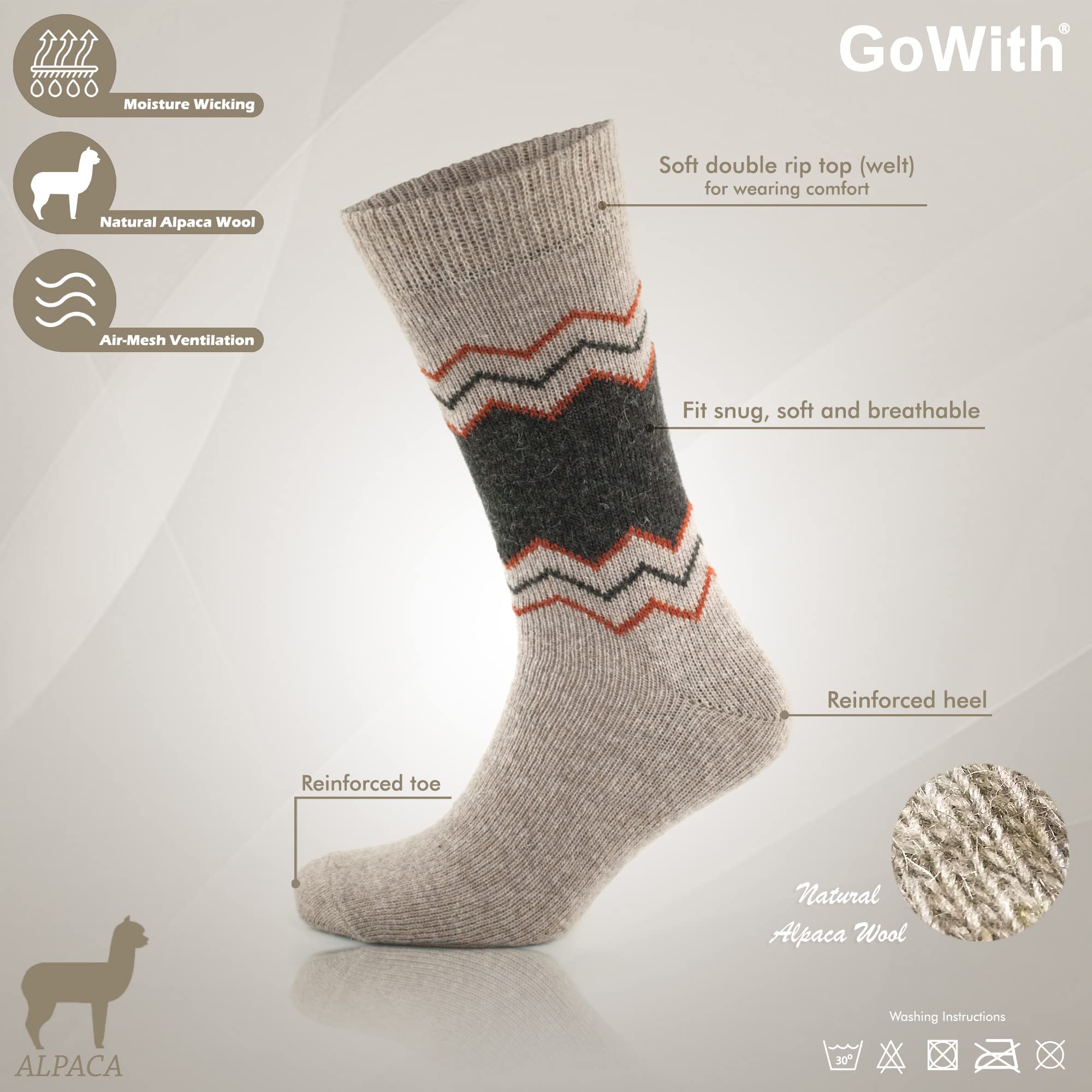 Premium Alpaca Wool Socks for Men & Women - Soft Alpaca-Merino Blend Thermal Crew Socks - Warm Winter Boot Socks for Hiking, Skiing & Outdoor Activities
