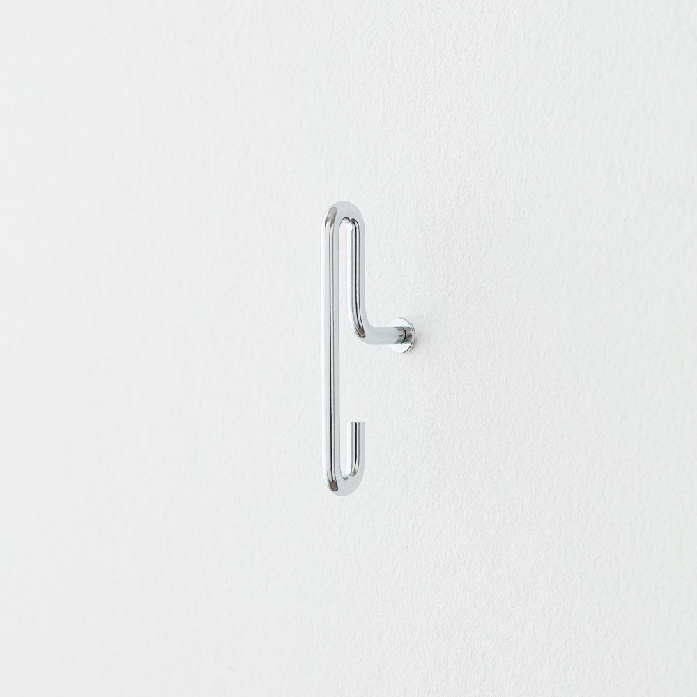 MOEBE Minimalist Chrome Wall Hooks - Set of 2 for Hanging Coats, Hats & Keys | Modern Scandinavian Home Decor for Entryway & Bedroom Organization
