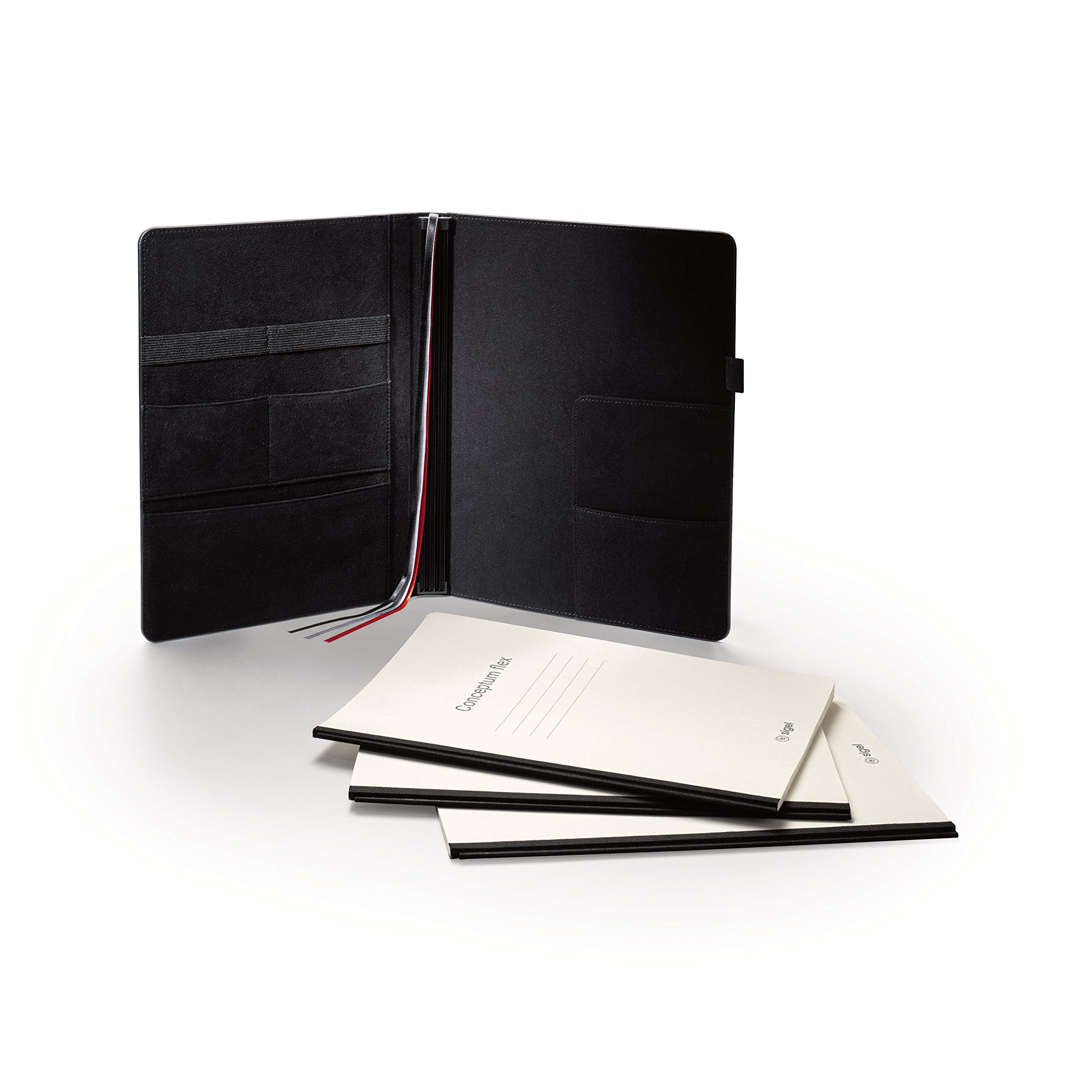 SIGEL CF130 Business Organizer Conceptum Flex - A4 Size Faux Leather Notebook Set (3-Pack) - Perfect for Office, Meetings & Professional Note-Taking