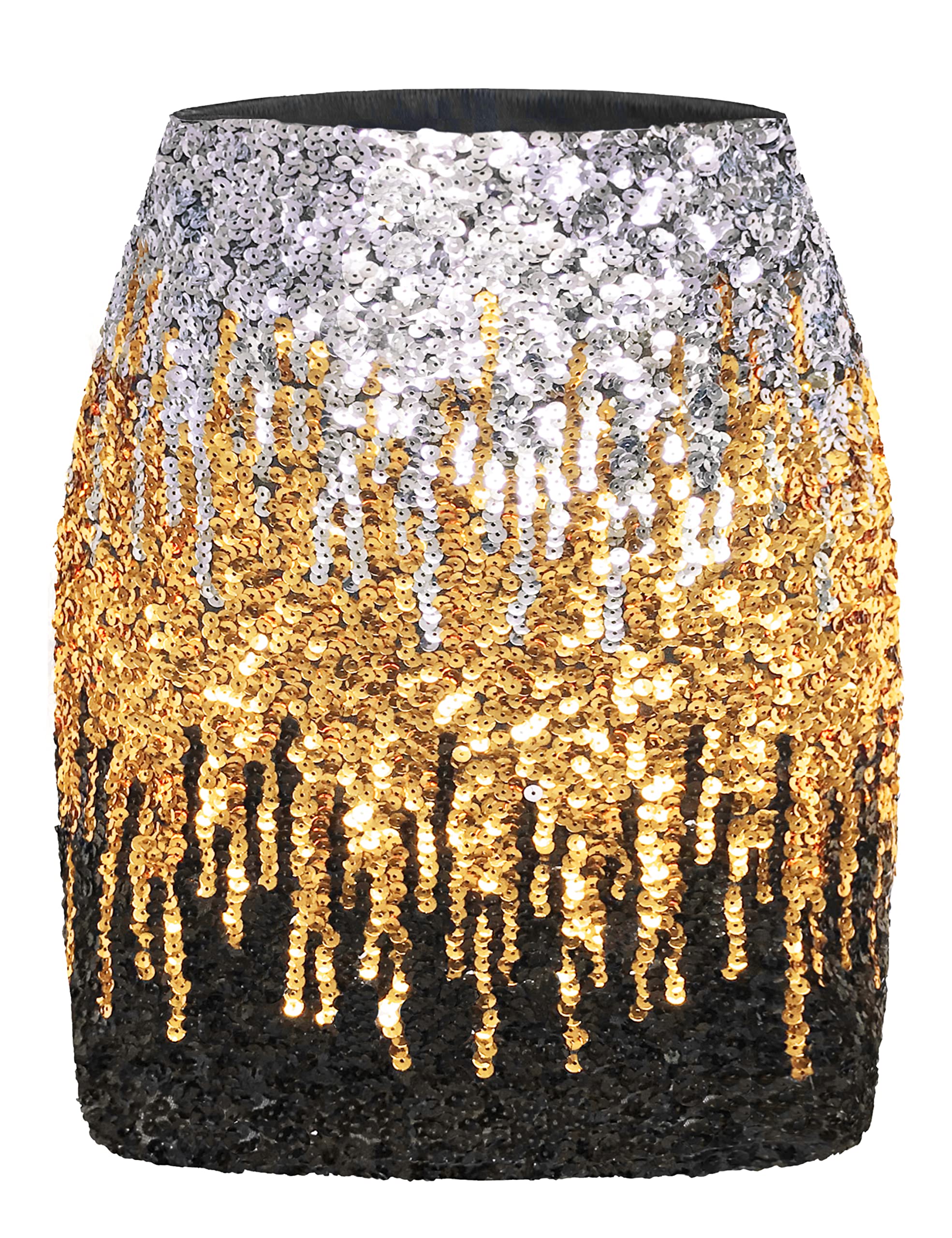 Sparkly Sequin Mini Skirt for Women - Stretchy Bodycon Party Skirt for Night Out, Club, Dinner Date & Special Occasions