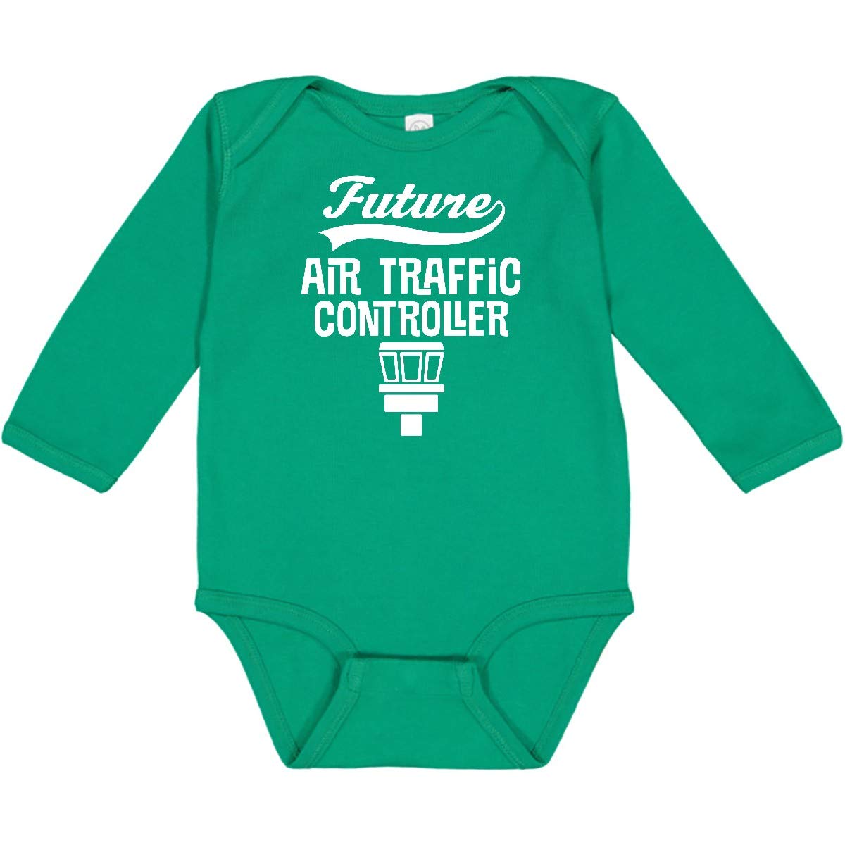 Inktastic Future Air Traffic Controller Baby Long Sleeve Bodysuit - Cute Aviation-Themed Outfit for Infants & Toddlers - Perfect for Airplane Travel, Career Day & Aviation Enthusiast Families