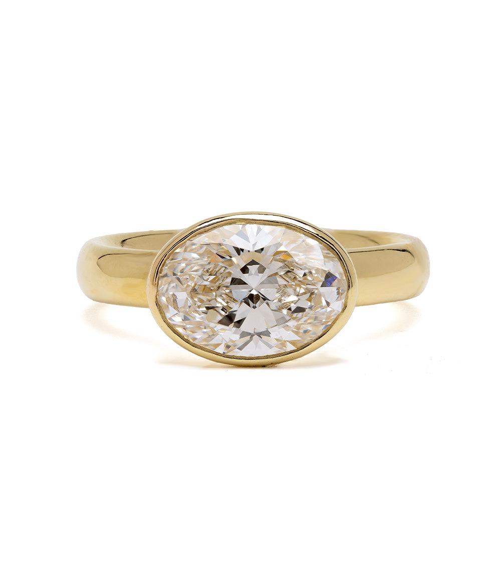 Bardot Oval Full Bezel Diamond Engagement Ring 2.54ct - Elegant Wedding Proposal Jewelry for Her