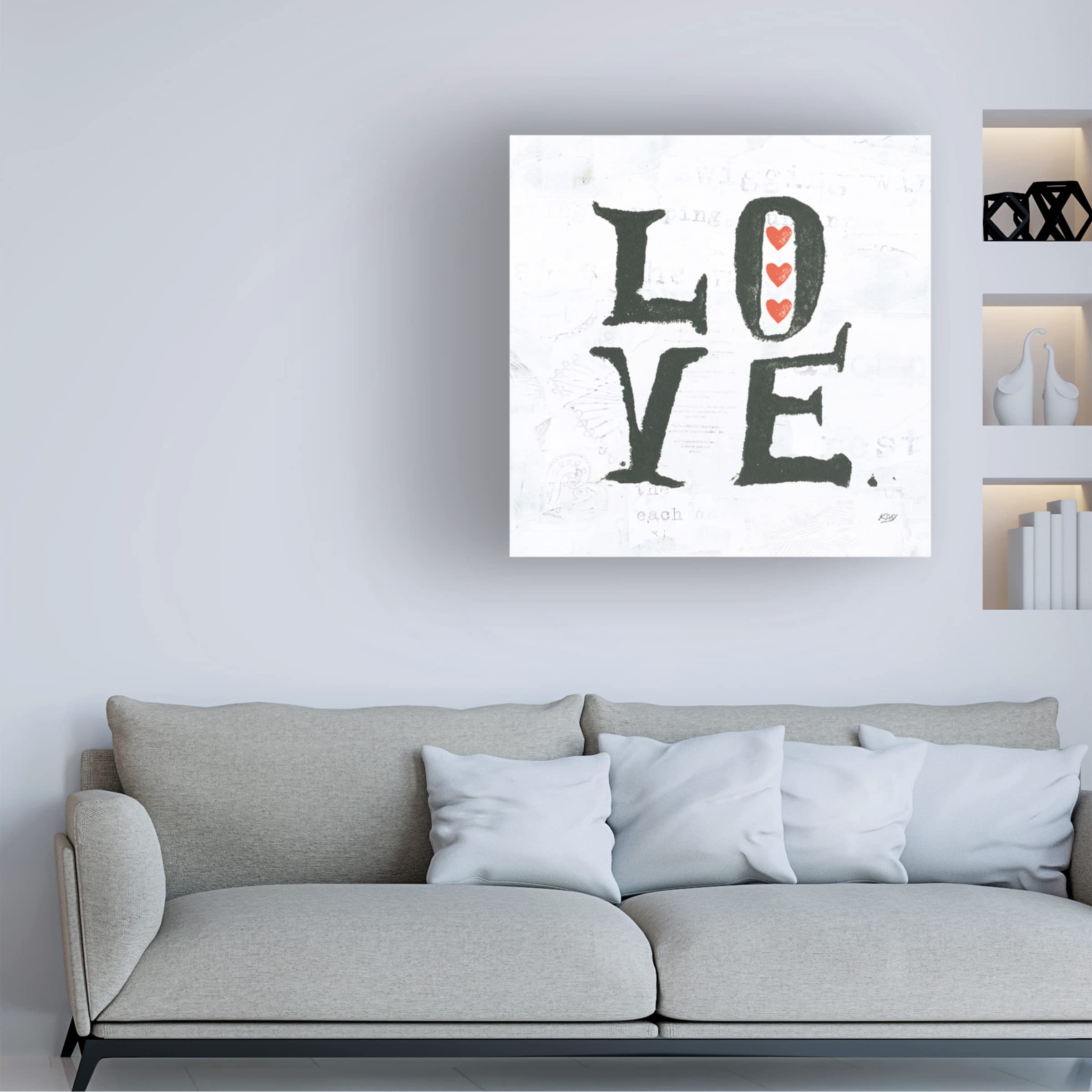 Trademark Fine Art 'Love' Canvas Wall Art by Kellie Day - Romantic Home Decor for Living Room & Bedroom