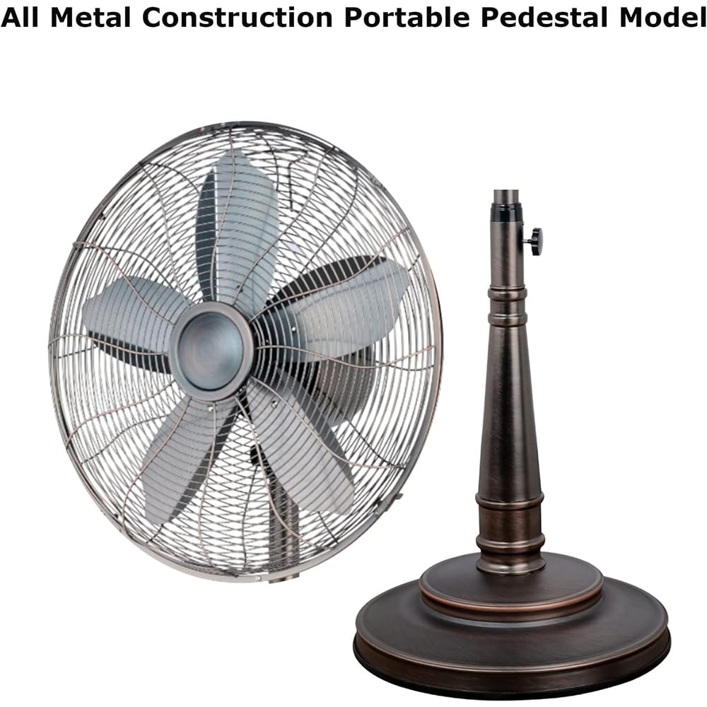 Optimus F-6218 Oscillating Stand Fan with Remote Control - 18 Inch Bronze Pedestal Fan for Home, Office & Bedroom - Quiet Cooling with 3 Speed Settings & Wide Angle Oscillation