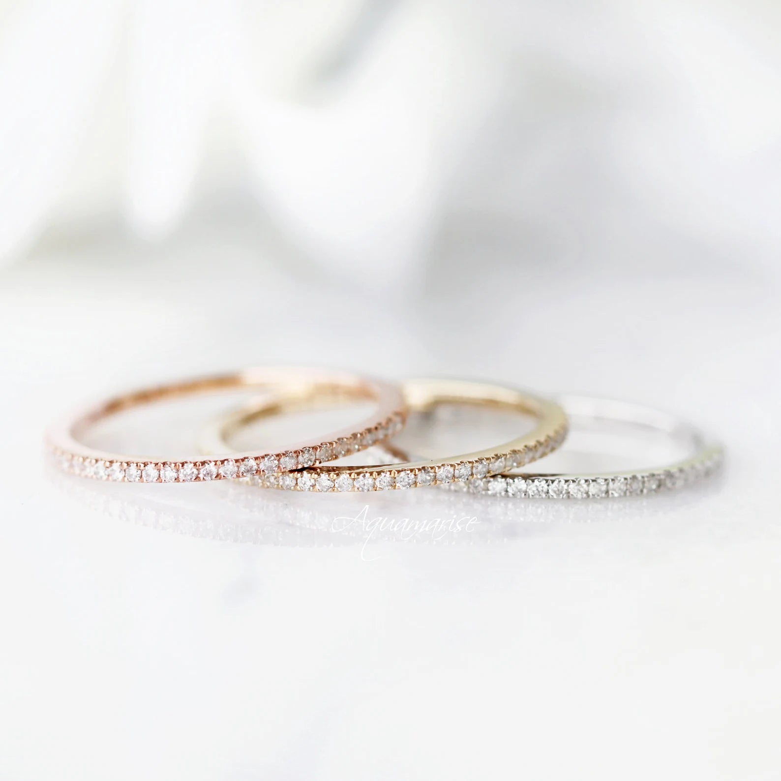 Petite Half Eternity Natural Diamond or Moissanite Wedding Band Ring - 10K/14K/18K Solid Yellow Gold - Perfect for Engagement, Anniversary & Bridal Jewelry Gifts