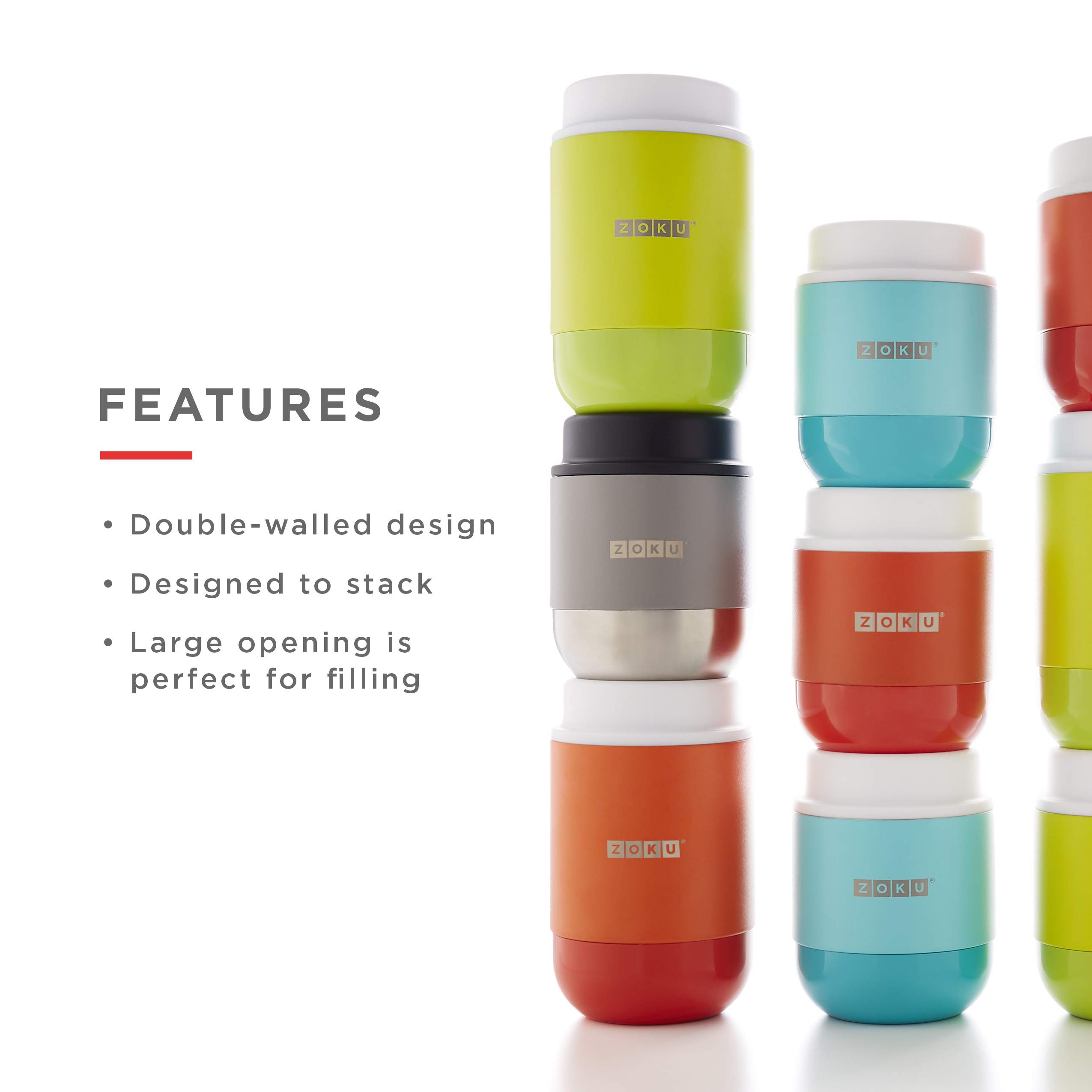 ZOKU Neat Stack 10oz Vacuum Insulated Stainless Steel Food Jar - Double-Walled, BPA-Free, Leak Proof - Perfect for Lunch, Travel & Outdoor Activities - Teal