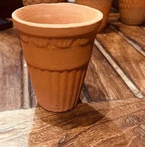 Handmade Terracotta Clay Kullad Cups - Set of 4 (80ML Each) for Tea, Coffee, Milk & Lassi | Eco-Friendly Traditional Indian Earthenware Mugs for Home, Cafe & Ayurvedic Drinks