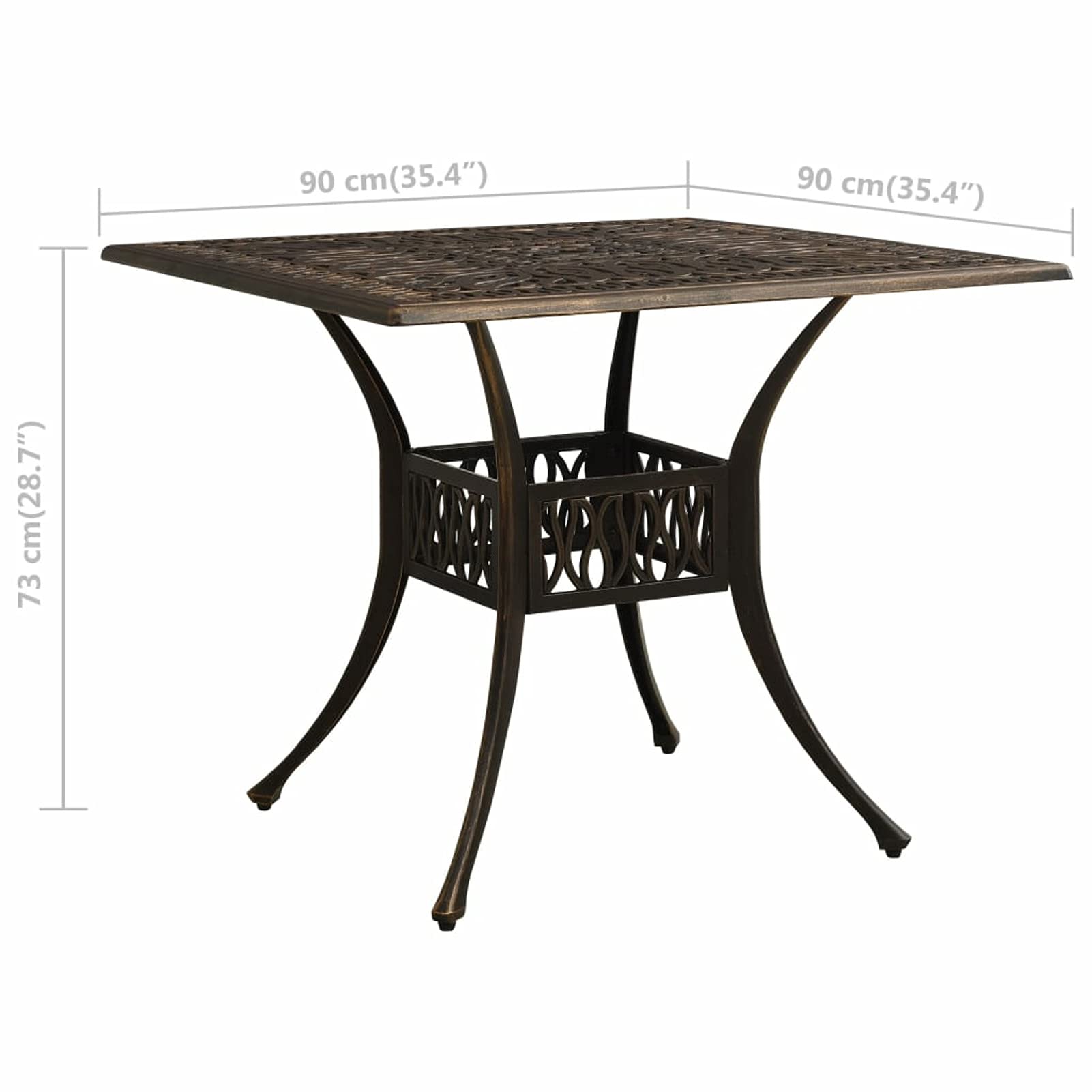 Weather-Resistant Bronze Cast Aluminum Patio Table - 35.4