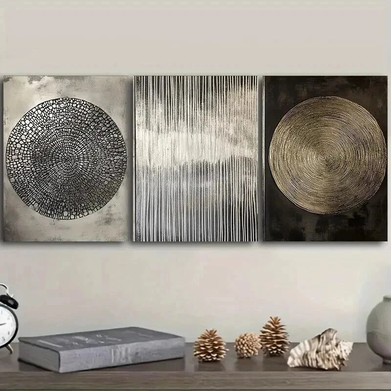 3-Piece Wall Art Set with Three Unique Textures - Framed Canvas 50x70cm (20x28in) - High Quality Print - 100% Australian Made - Ready to Hang - Perfect for Living Room, Bedroom & Office Decor