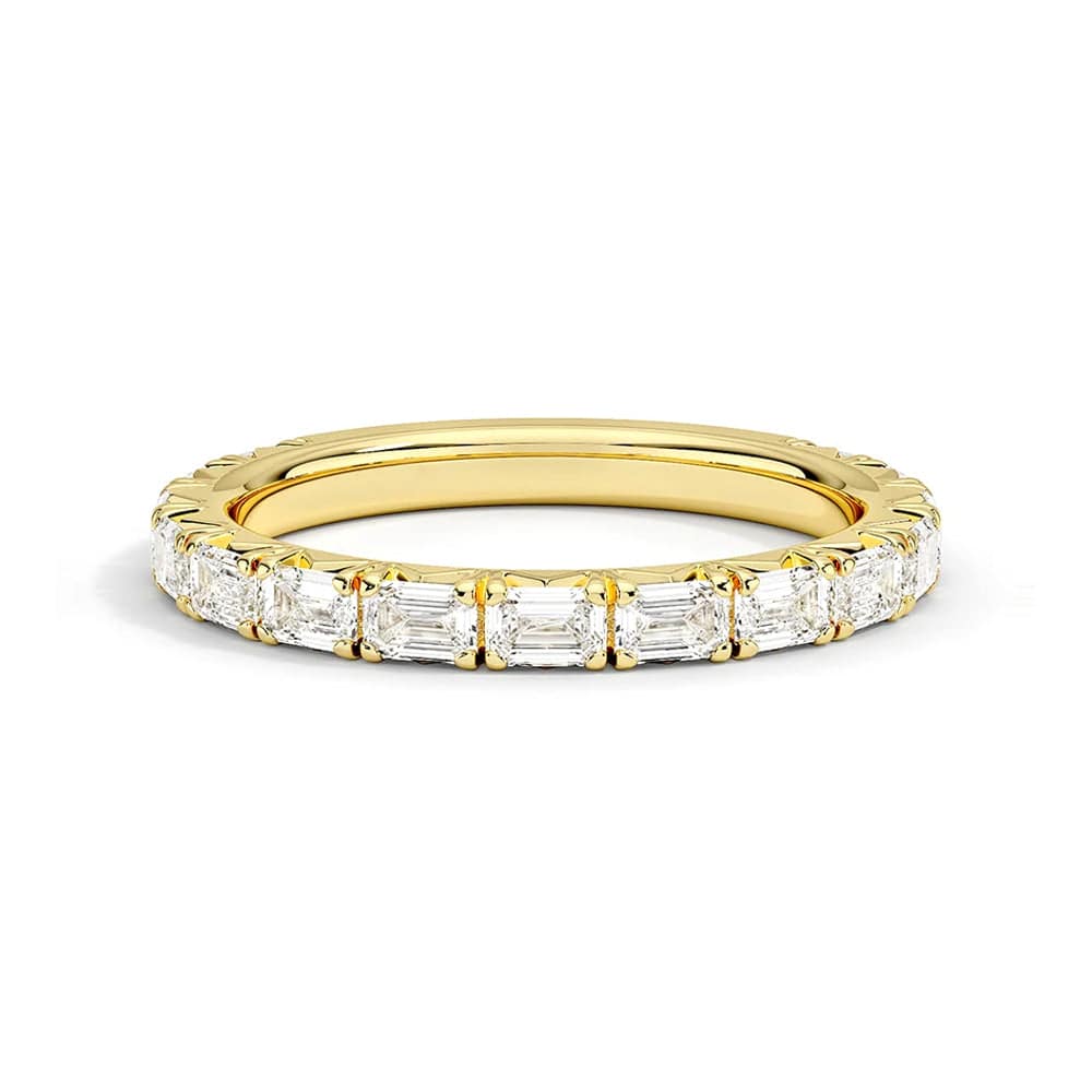 Lab Grown Emerald Cut Diamond Half Eternity Band - 14K White Gold Wedding Ring for Women, Anniversary Gift, Bridal Jewelry for Special Occasions