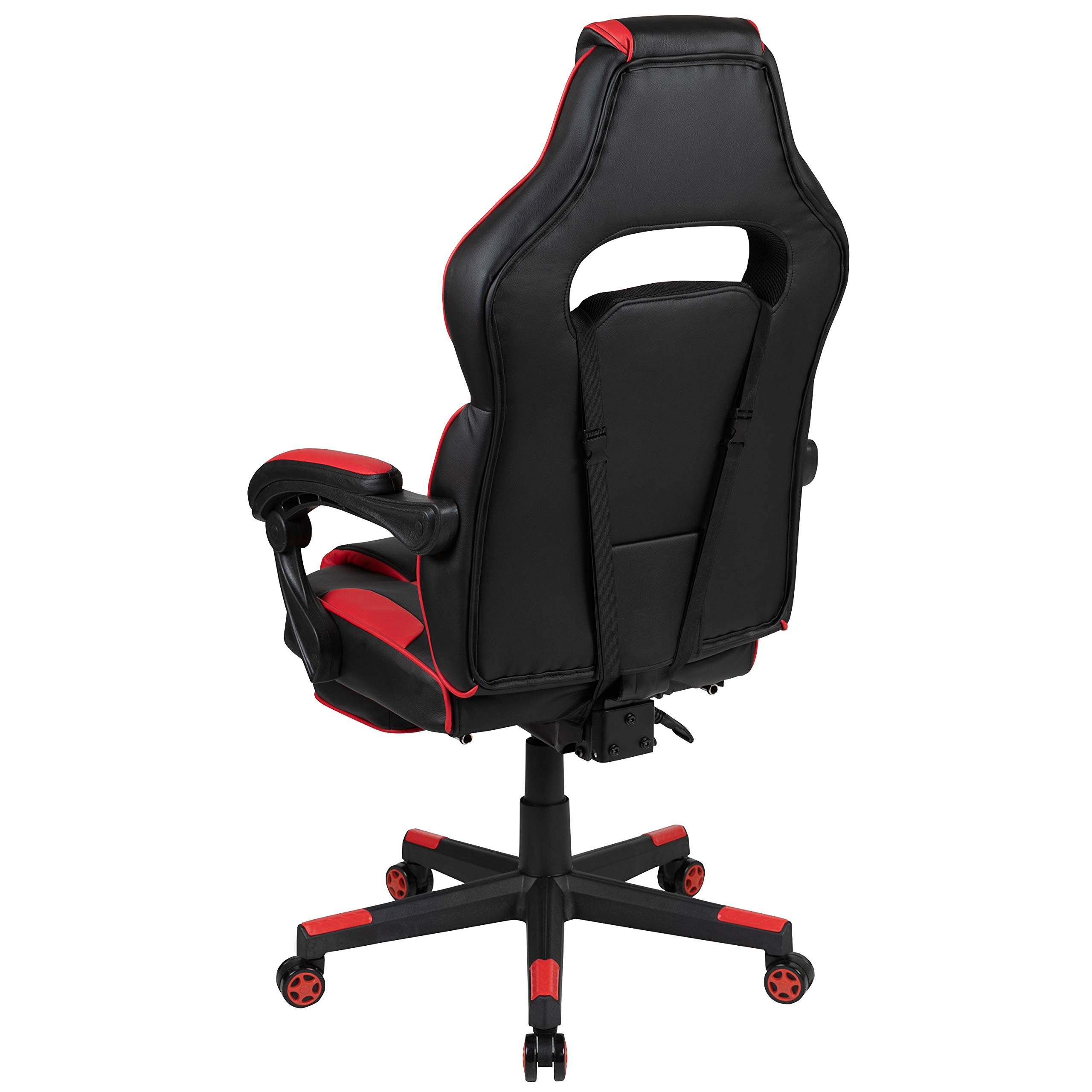 Emma & Oliver Red Ergonomic Gaming Chair with Adjustable Reclining Back, 3D Armrests, Footrest & Lumbar Massage - Perfect for PC Gaming, Office Work & Home Relaxation