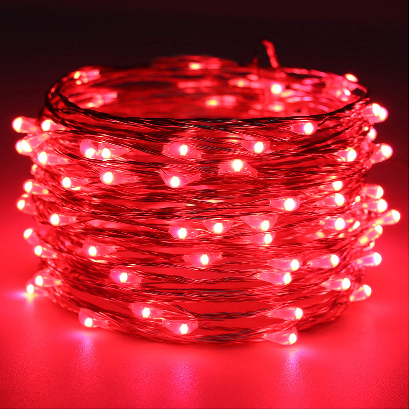 RUICHEN 33 Ft 100 LED Silver Wire Fairy Lights with Spool - Plug in Indoor/Outdoor String Lights for Bedroom, Wedding, Party, Garden & Christmas Decorations