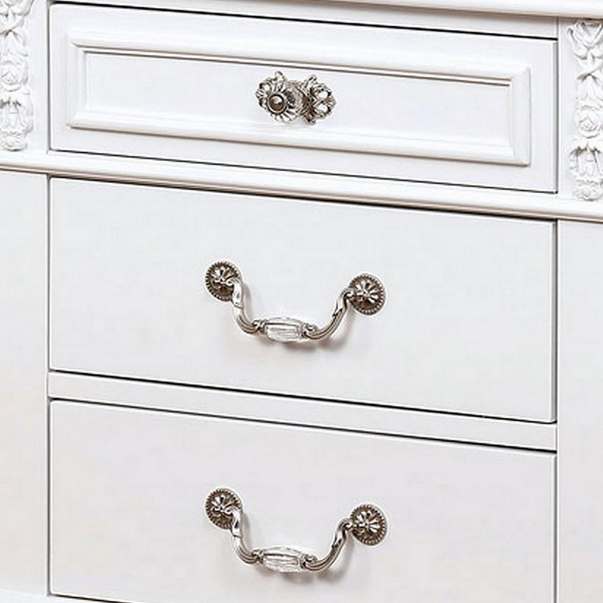Benjara White Nightstand with 3 Drawers & Built-in USB Port - Perfect for Bedroom Storage & Charging Devices