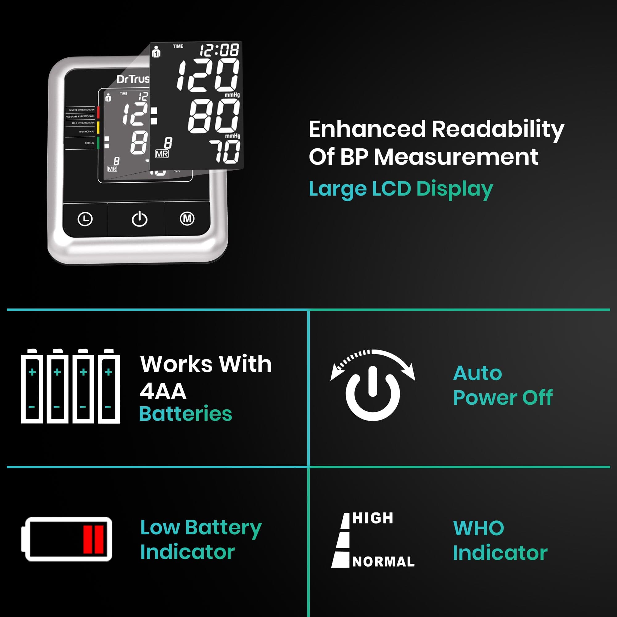 Dr Trust USA Galaxy Digital Blood Pressure Monitor - Accurate BP Machine with Large Display for Home Use - Ideal for Daily Health Monitoring & Heart Care