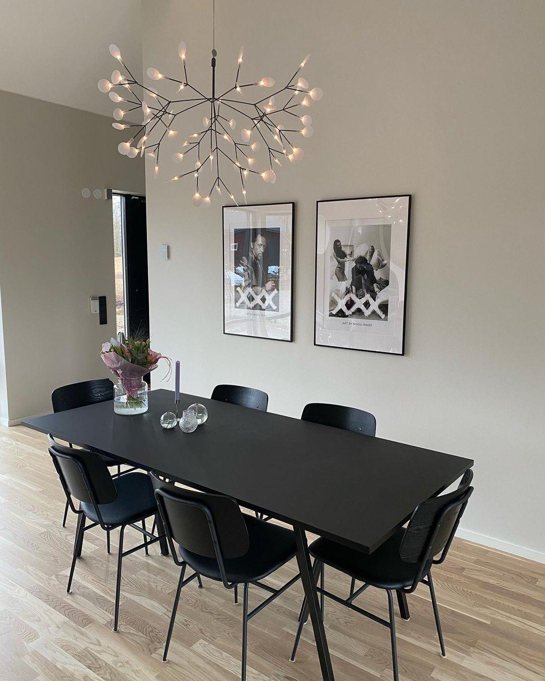 Black Firefly LED Chandelier - Modern Crystal Ceiling Light Fixture for Dining Room, Bedroom & Living Room Decor | Energy-Efficient LED Lighting for Home & Office