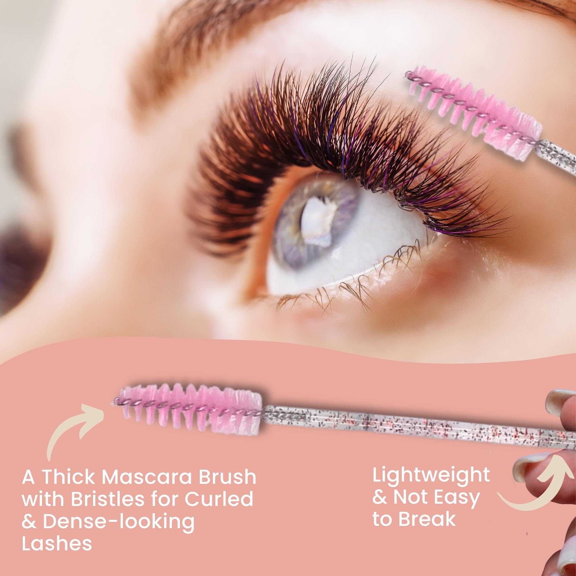 Premium Eyelash Extension Tweezers - Precision Fiber Tip Lash Tweezer (Baby Pink) with Mascara Brush & Storage Case | Professional False Eyelash Application Tools | Perfect for Salon, Home Use & DIY Beauty