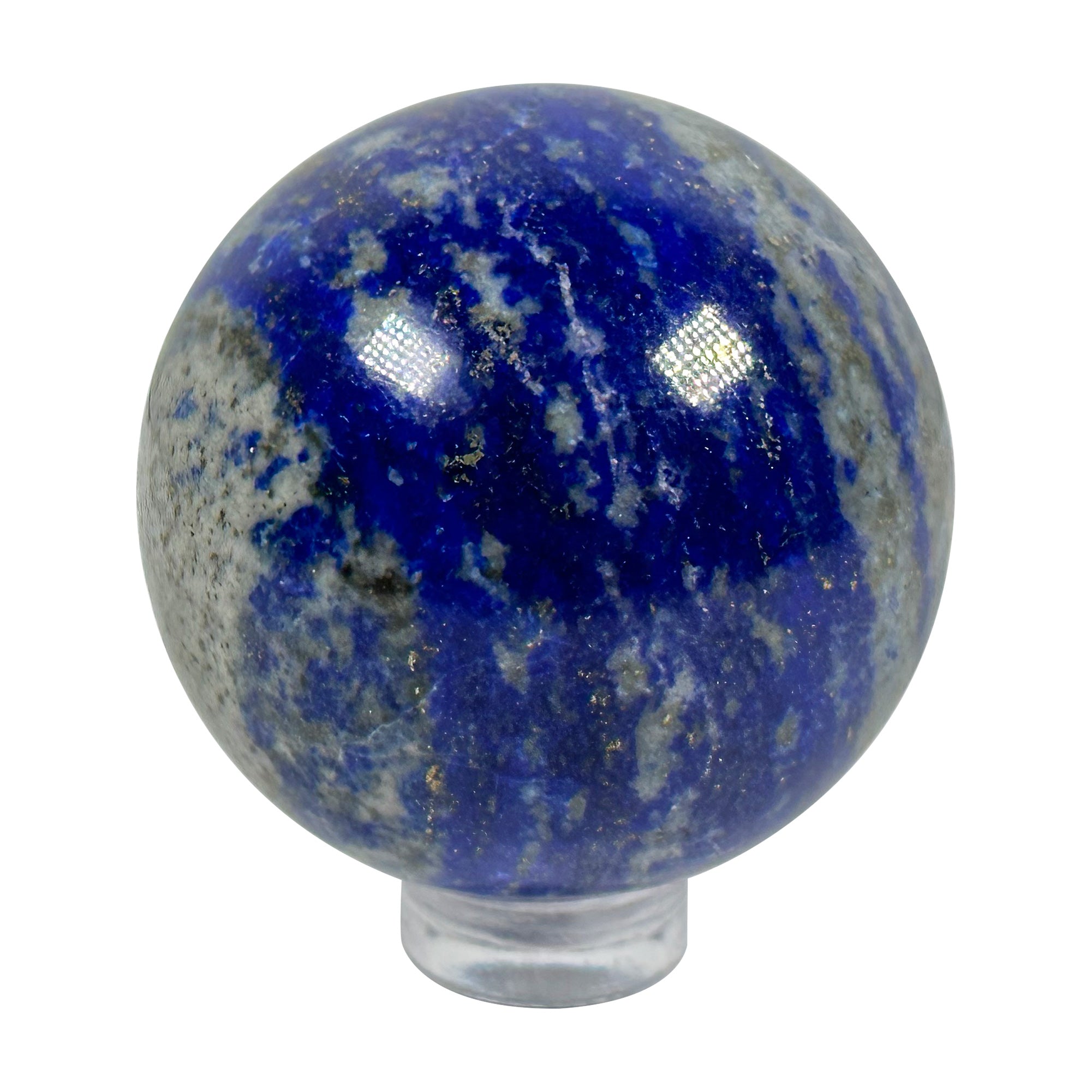 Natural Polished Lapis Lazuli Crystal Sphere - 2.5 Inch Blue Gemstone Ball for Home Decor, Office Display & Meditation | Healing Stone for Stress Relief, Focus & Calming Energy | Perfect for Feng Shui, Yoga Spaces & Crystal Collections