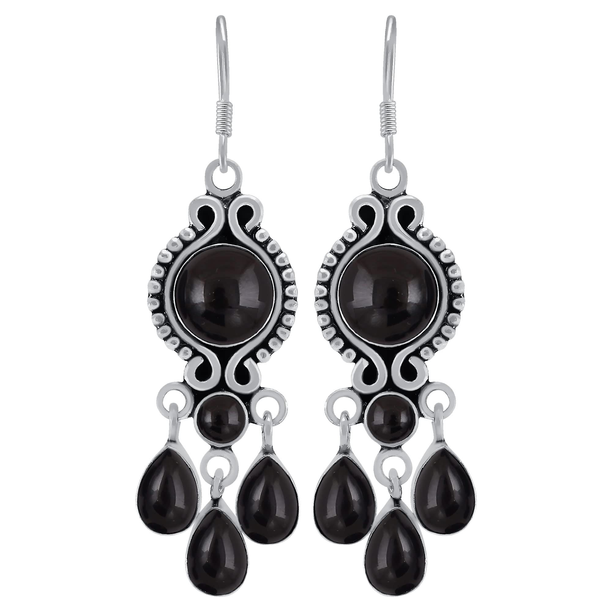 13.65ct Natural Round Gemstone Earrings for Women - Handmade Boho Dangle Jewelry for Wife & Girlfriend - Perfect Birthday Gift & Everyday Wear