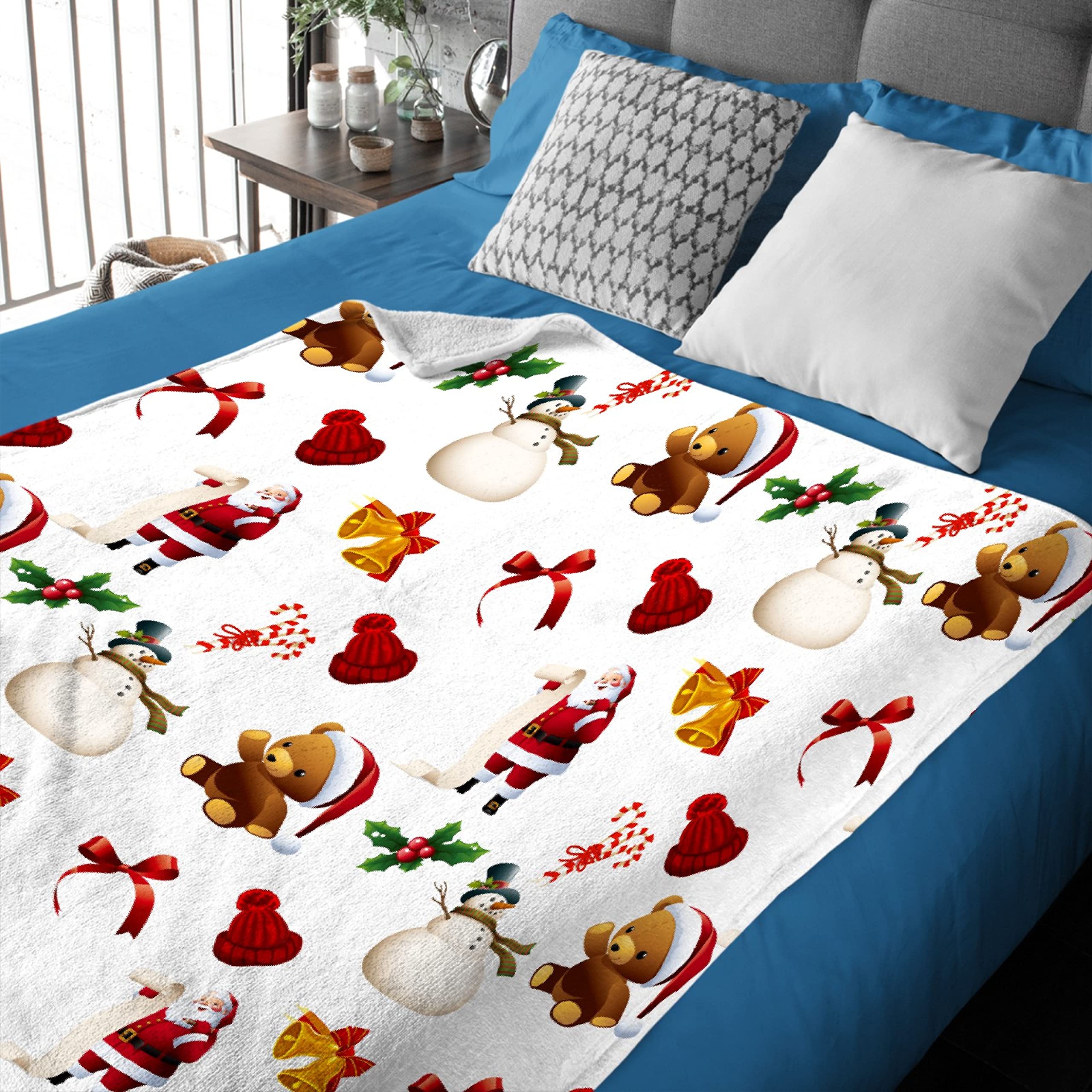 Christmas Snowman Flannel Throw Blanket - 120